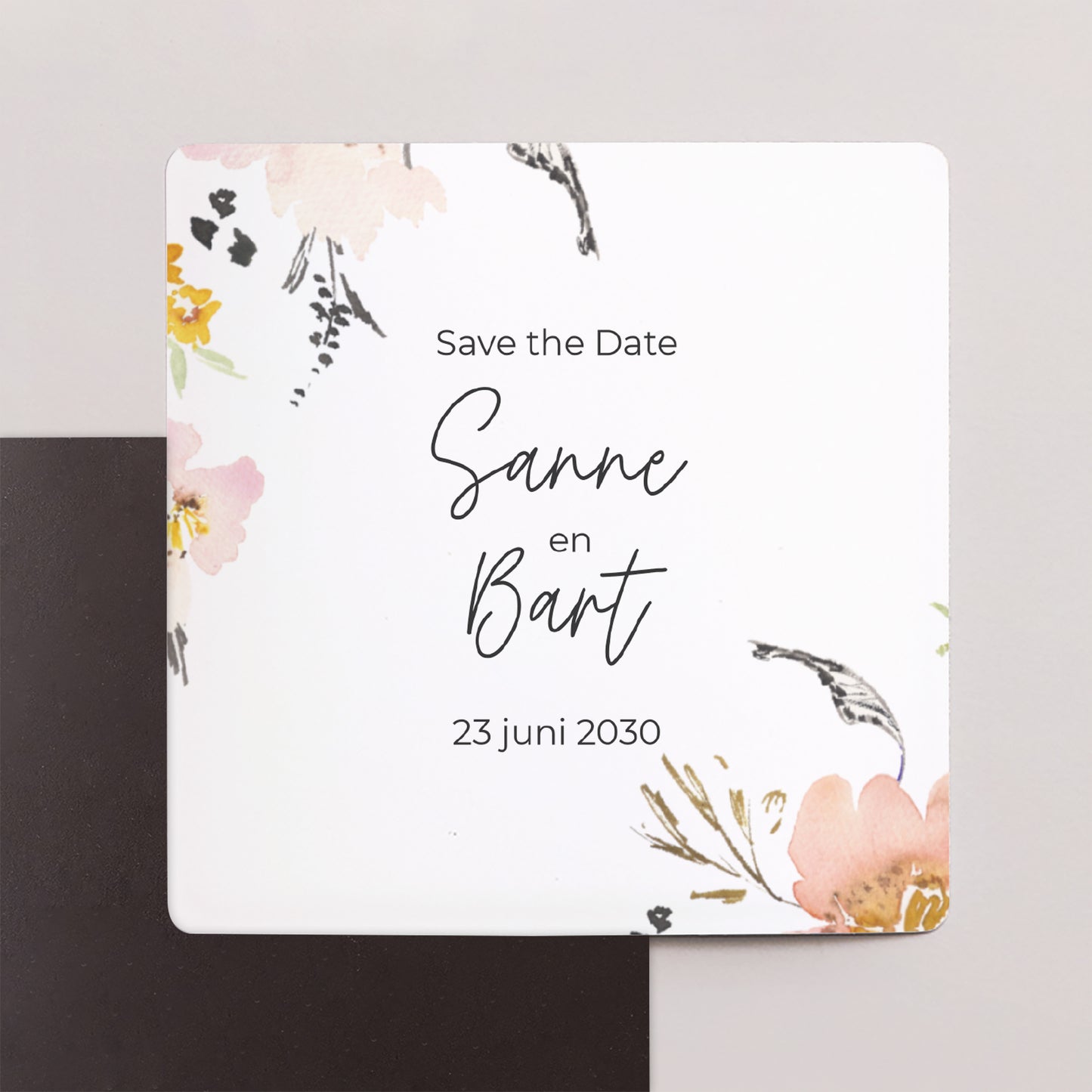 Save the date kaart Huwelijk Set van 9, magnetisch. bloemen pop II foto N° 1