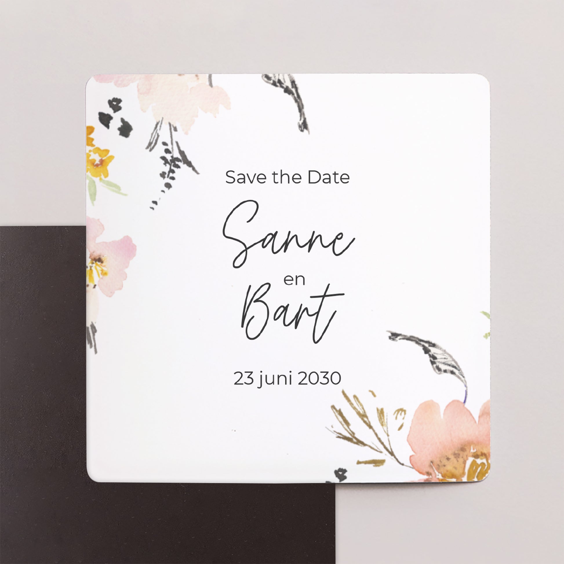 Save the date kaart Huwelijk Set van 9, magnetisch. bloemen pop II foto N° 1