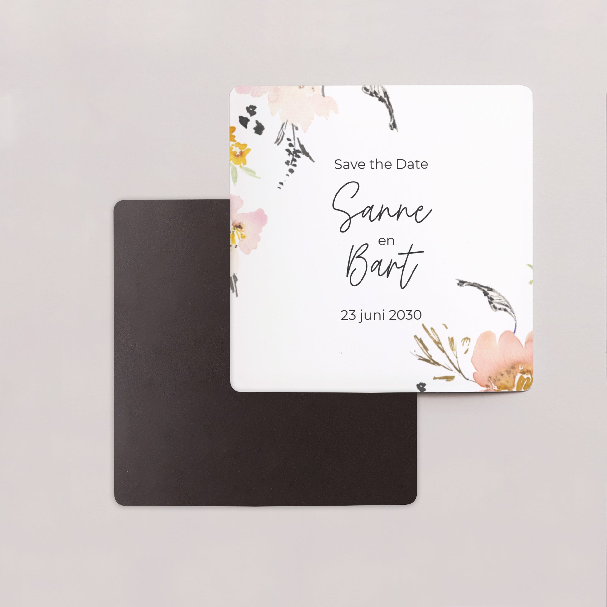 Save the date kaart Huwelijk Set van 9, magnetisch. bloemen pop II foto N° 2