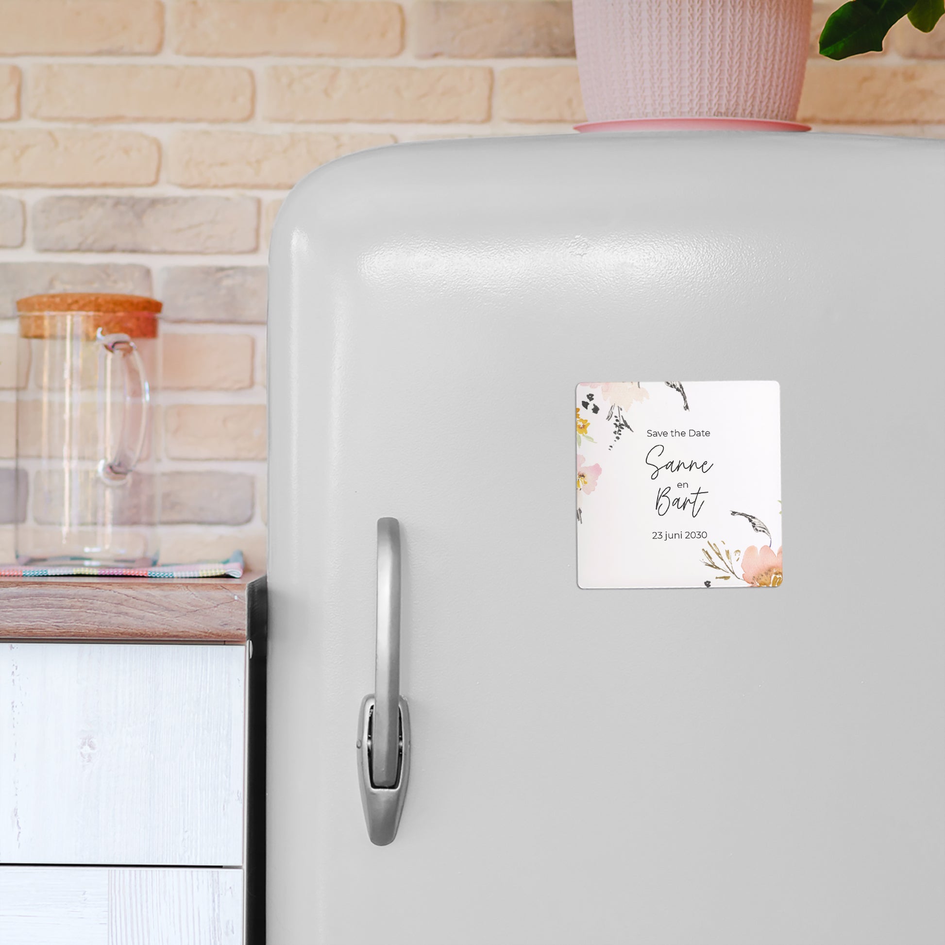 Save the date kaart Huwelijk Set van 9, magnetisch. bloemen pop II foto N° 4