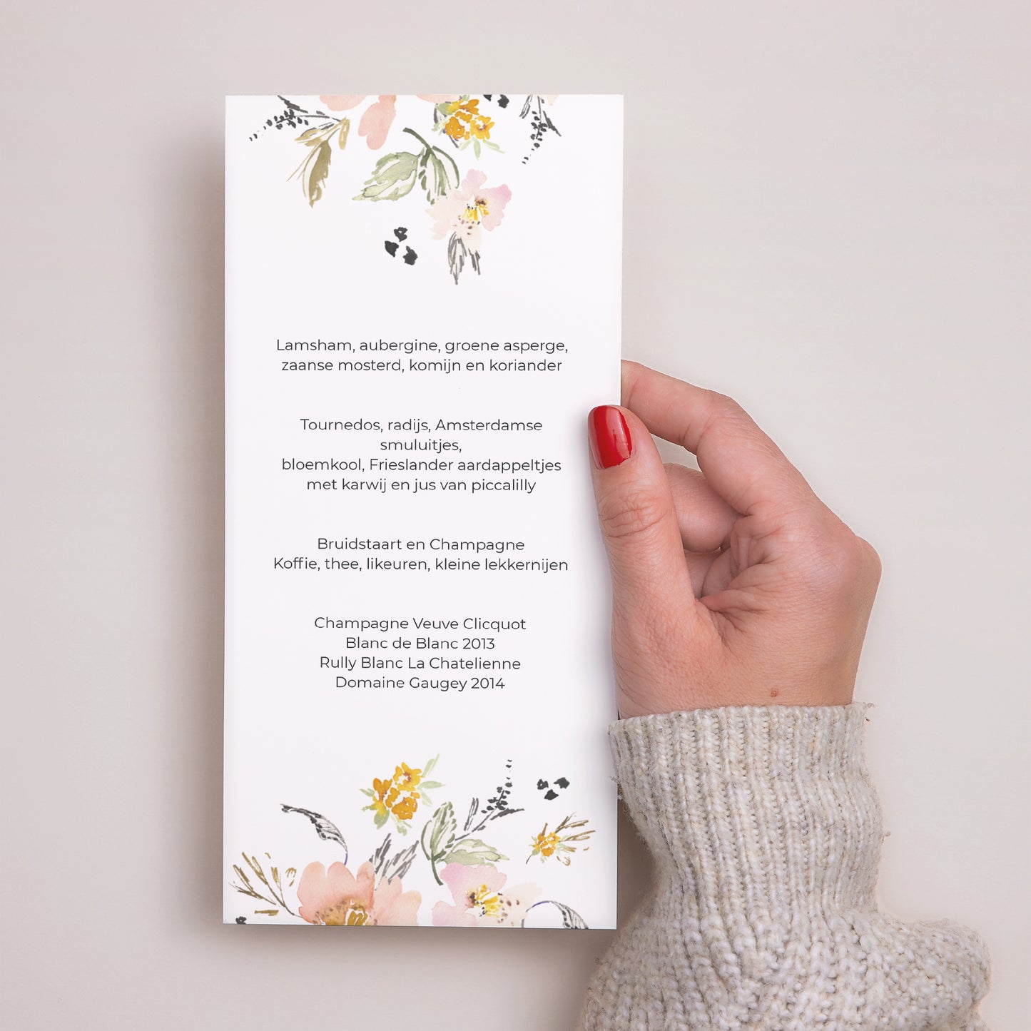 Menukaart Huwelijk Panoramisch portret bloemen pop II foto N° 3