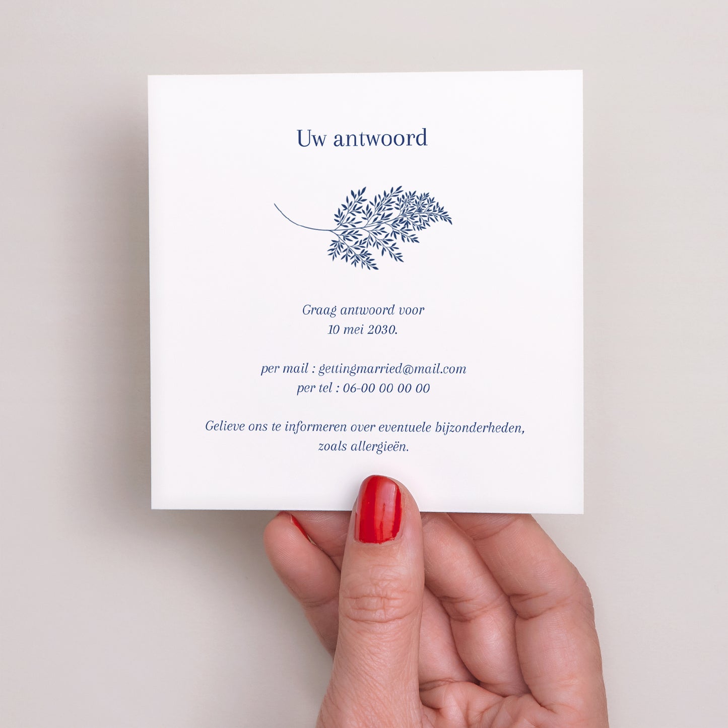 RSVP kaart Huwelijk Vierkant cyanotype foto N° 3