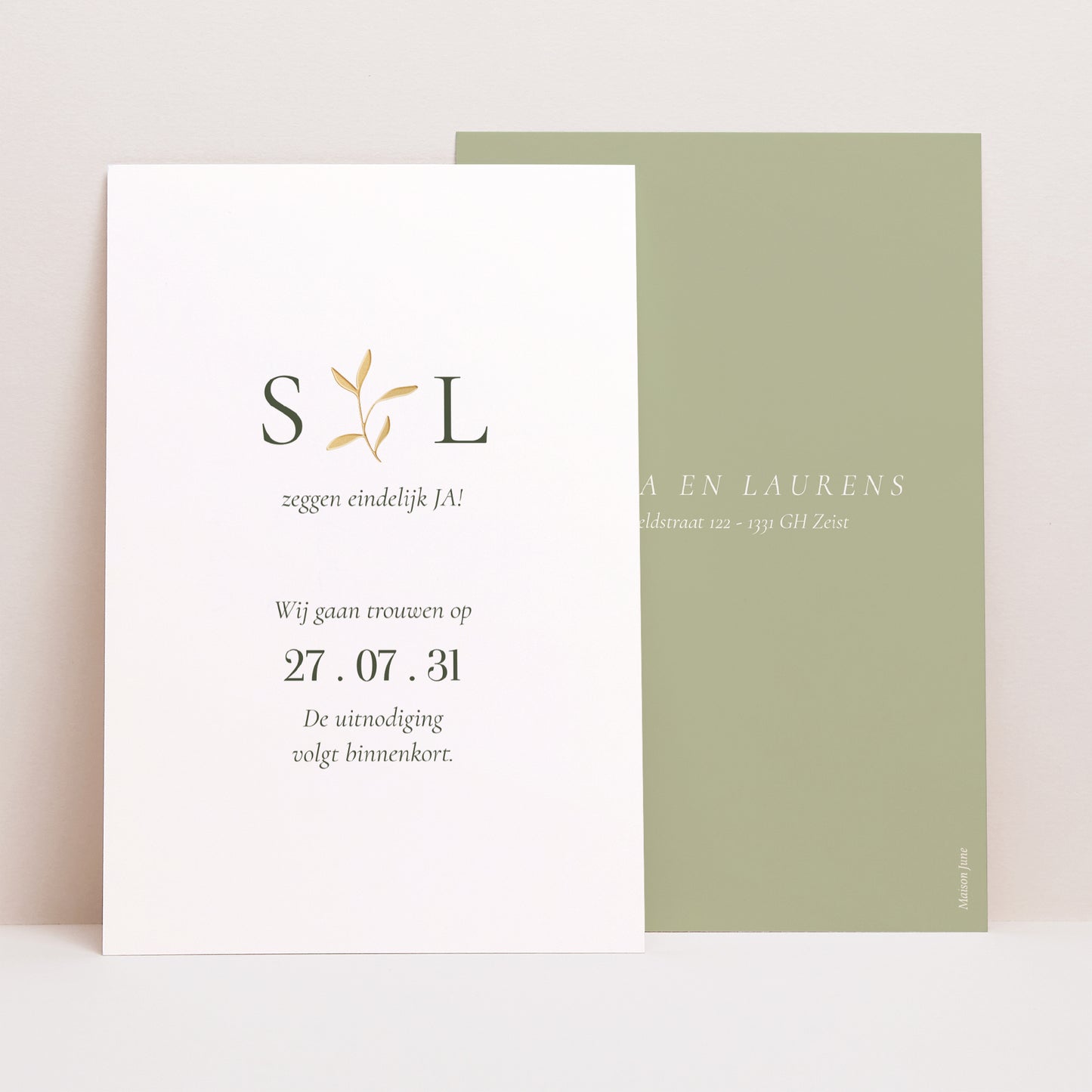 Save the date kaart Huwelijk Portret Romantische draad III foto N° 1