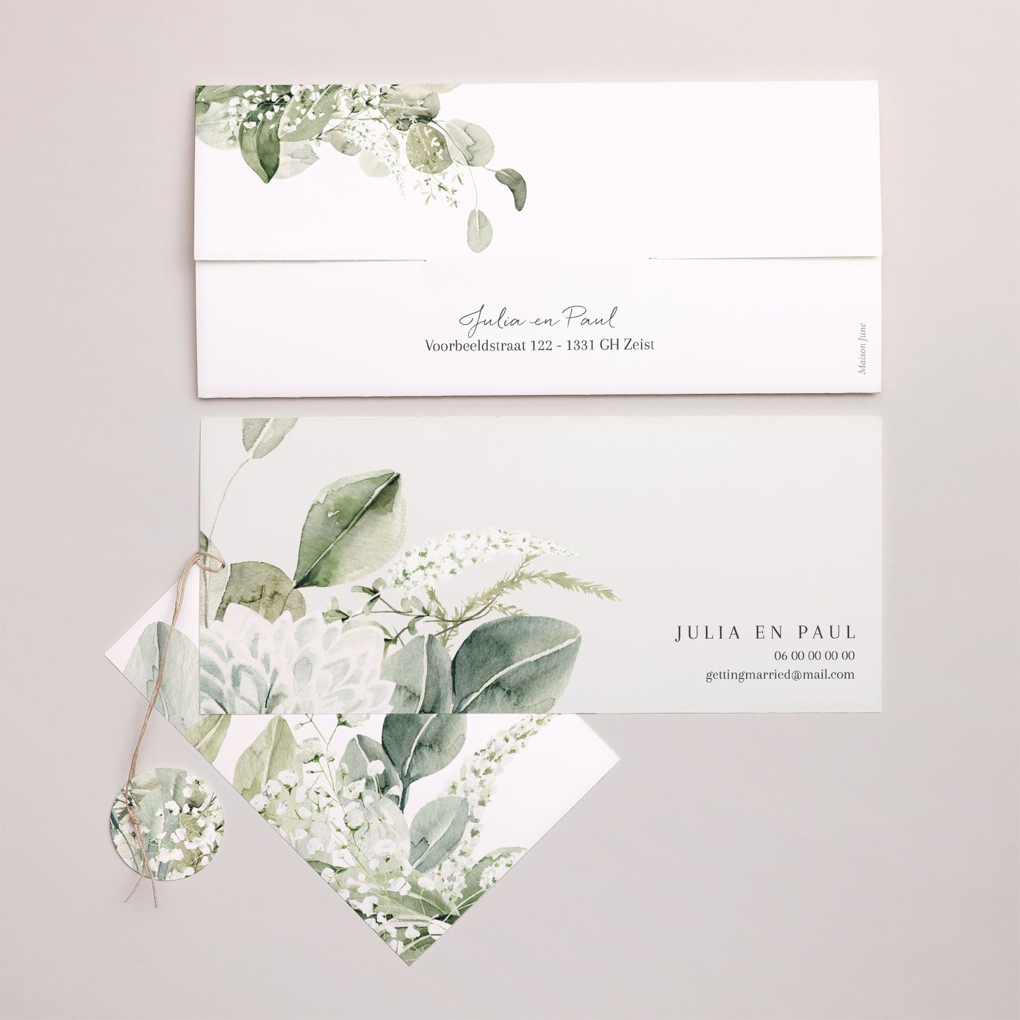 Uitnodigingskaart Huwelijk Mapje 2 kaarten, label Natuurlijke romantiek foto N° 4