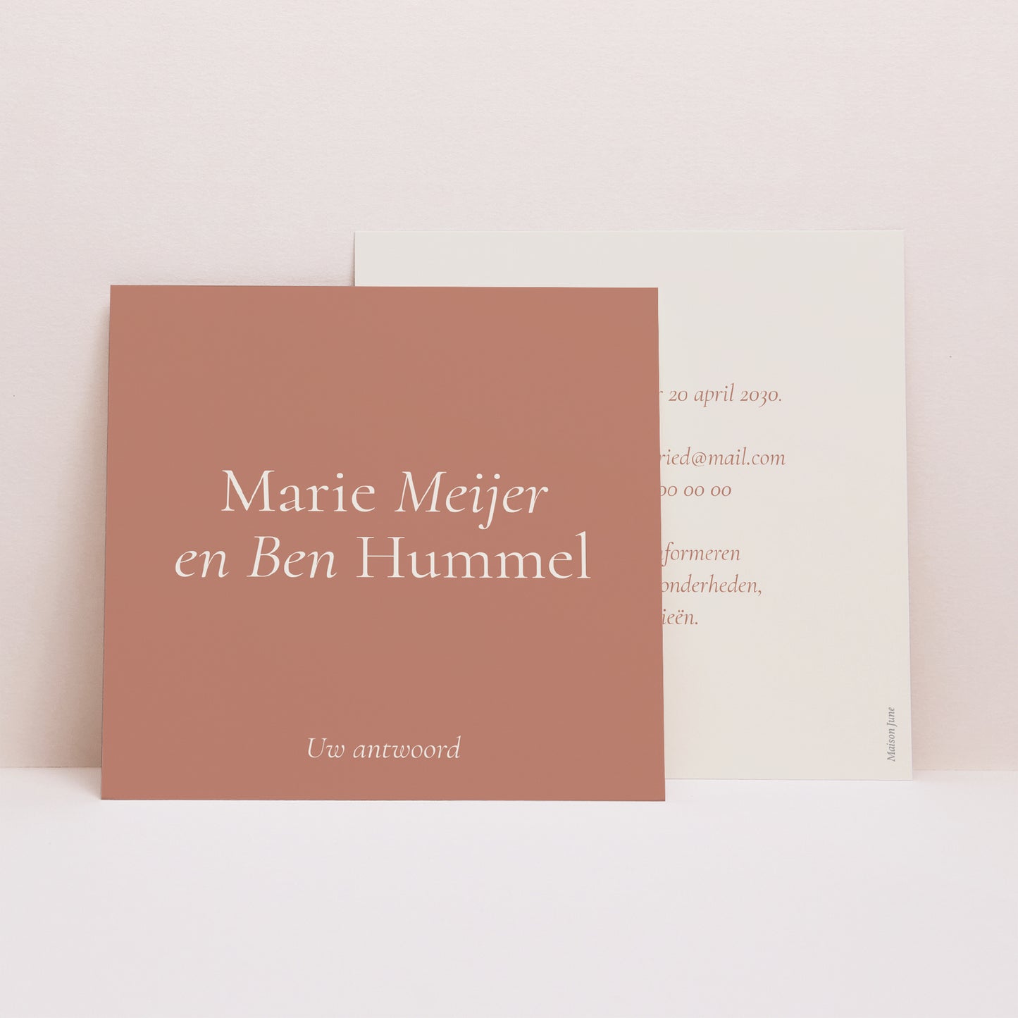 RSVP kaart Huwelijk Vierkant Elegante typografie II foto N° 1