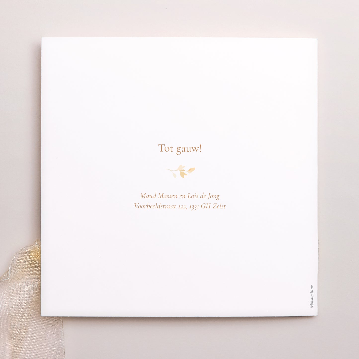 Uitnodigingskaart Huwelijk Vierkante tas, 3 kaarten, label Buidel met bloemen foto N° 4