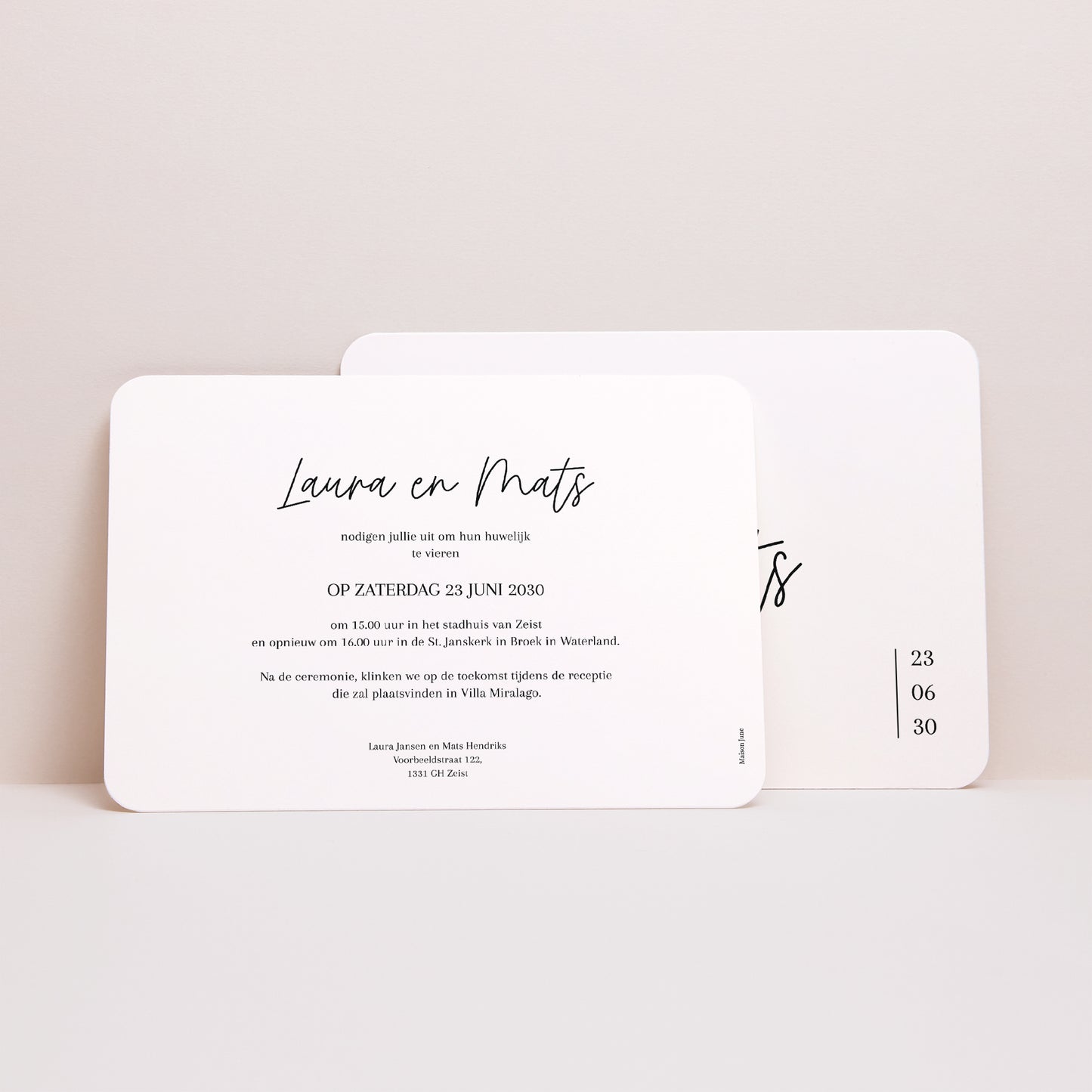 Uitnodigingskaart Huwelijk Landschap, afgeronde randen Pacôme foto N° 3