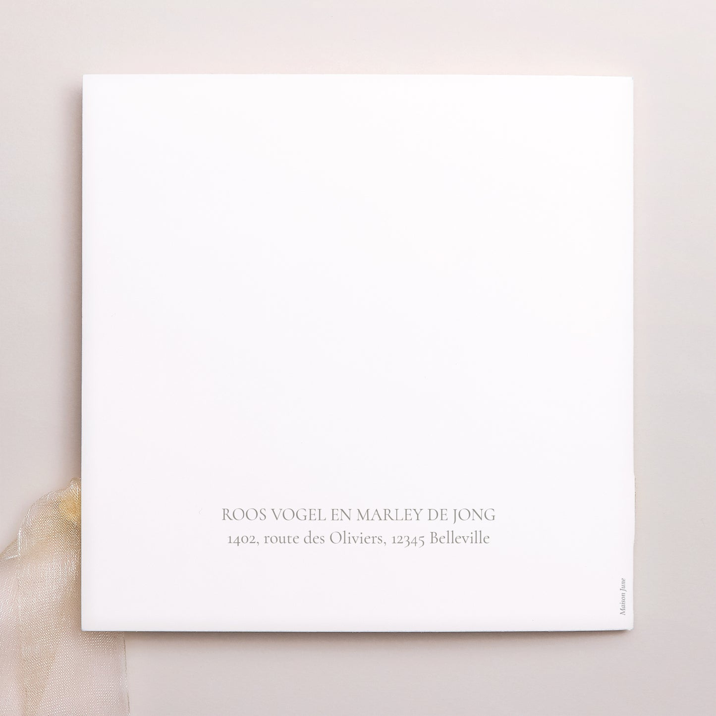 Uitnodigingskaart Huwelijk Vierkante tas, 3 kaarten, label foto N° 4