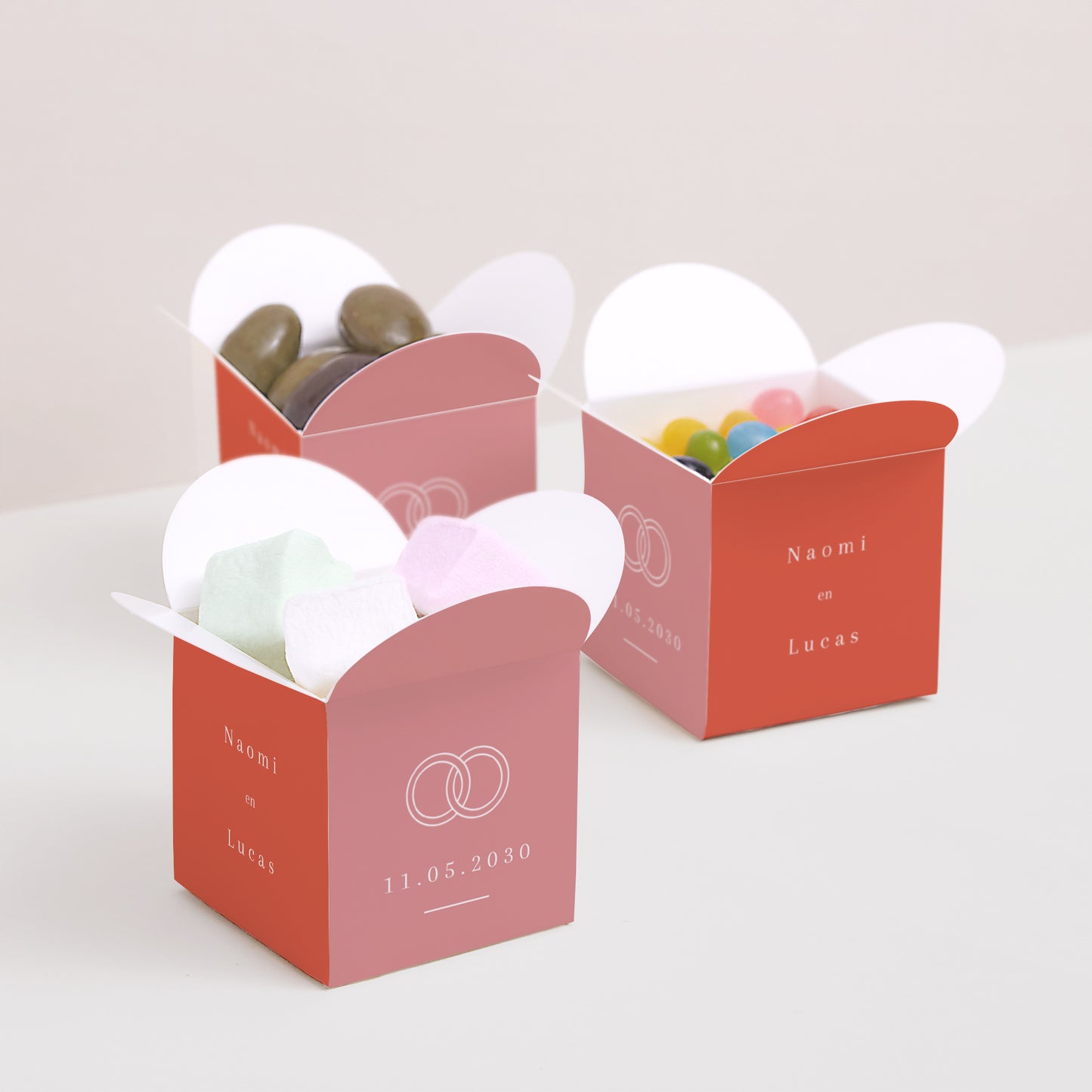 Doosje voor suikerbonen Huwelijk Vlinderklep opening Cornaline foto N° 3