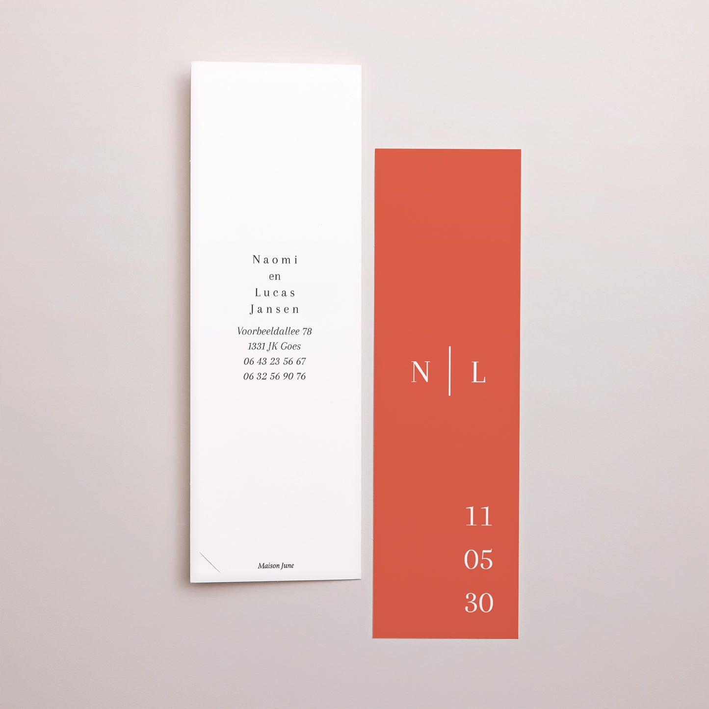 Bedankkaart Huwelijk Fotocabine bladwijzer Cornaline foto N° 3