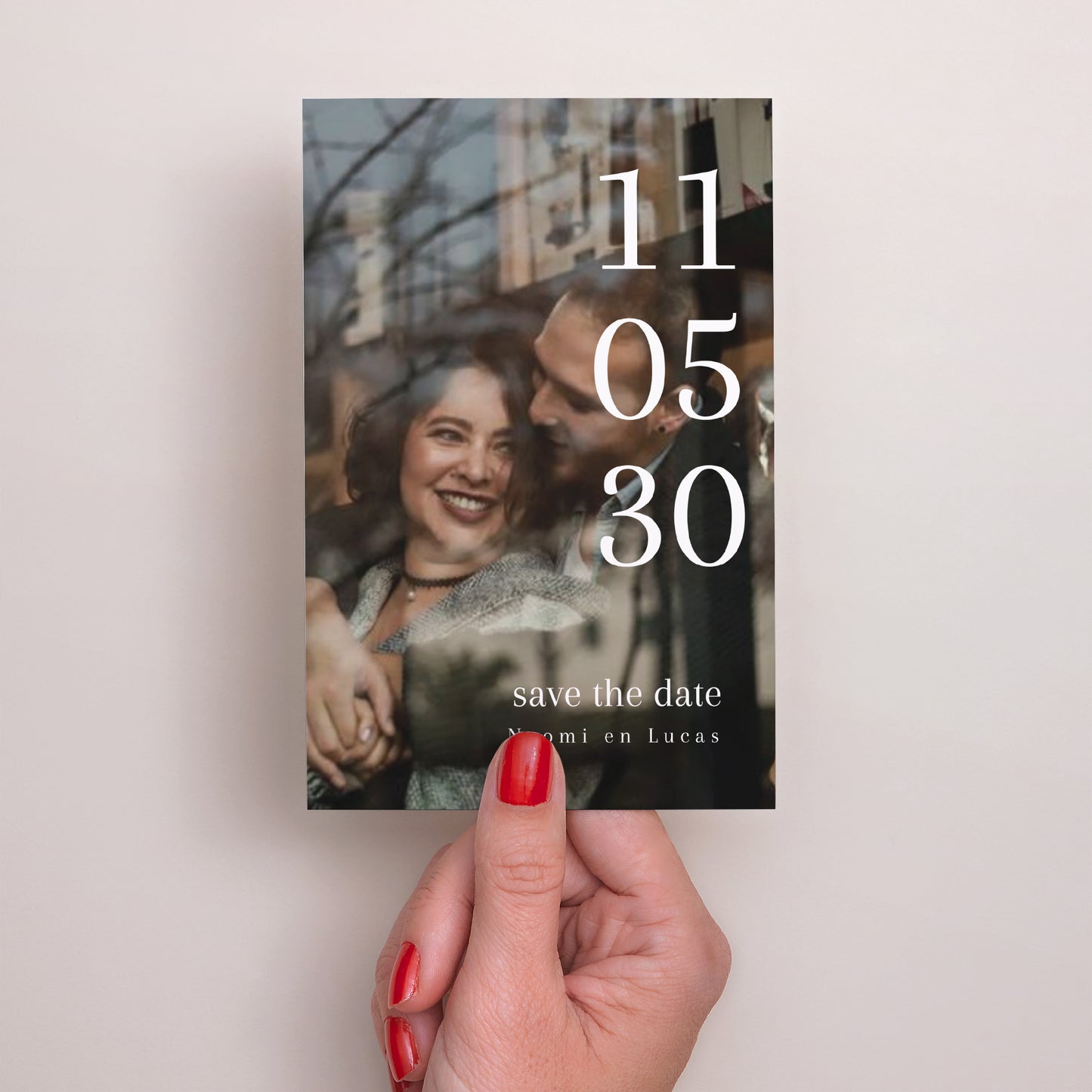 Save the date kaart Huwelijk Portret Cornaline foto N° 2