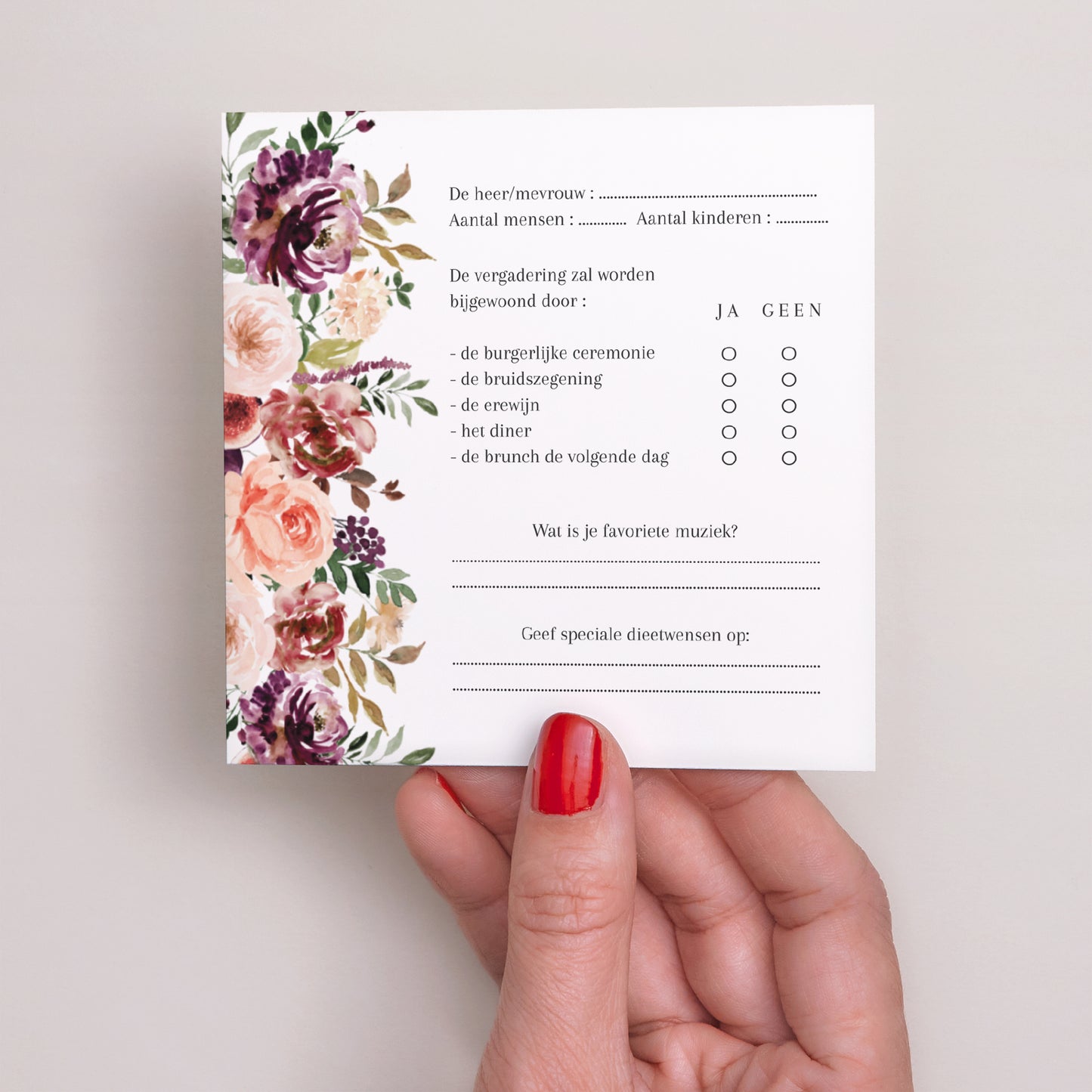 RSVP kaart Huwelijk Vierkant Caudélie foto N° 3