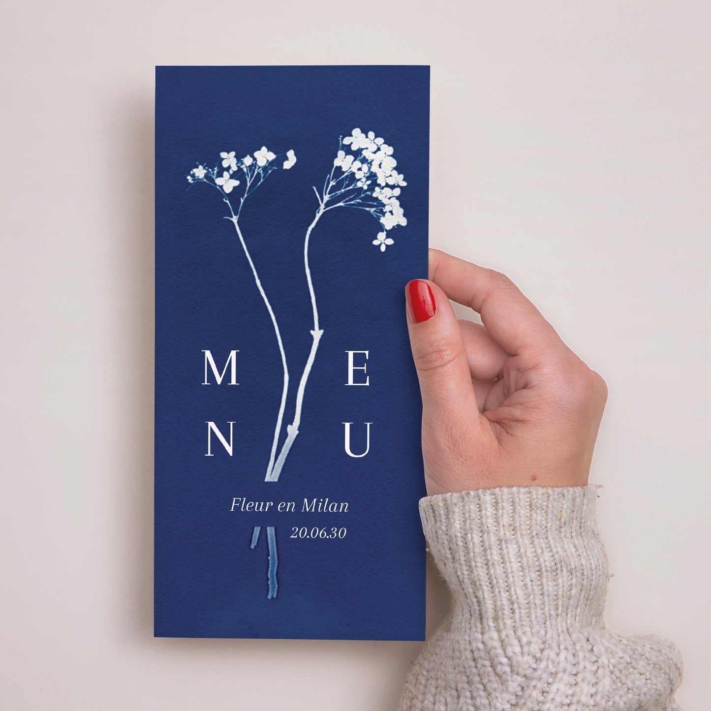 Menukaart Huwelijk Panoramisch portret Cyanotype II foto N° 2