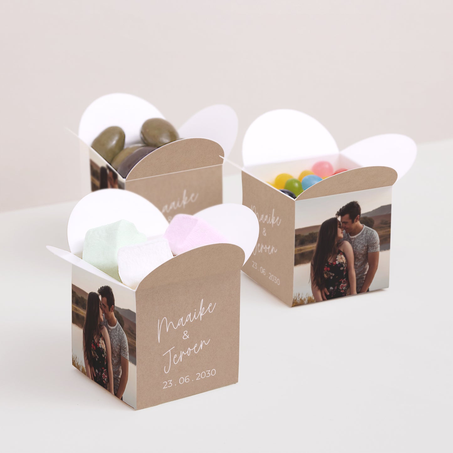 Doosje voor suikerbonen Huwelijk Vlinderklep opening voor altijd foto N° 3