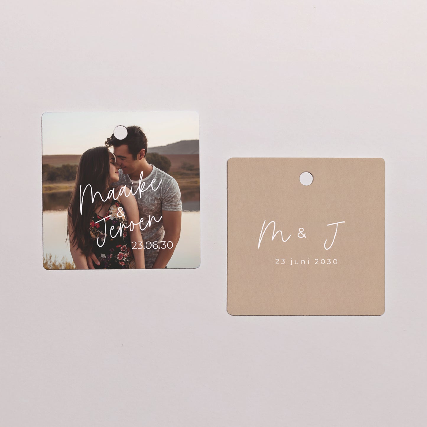 Doosje voor suikerbonen Huwelijk bal met vierkante label voor altijd foto N° 3