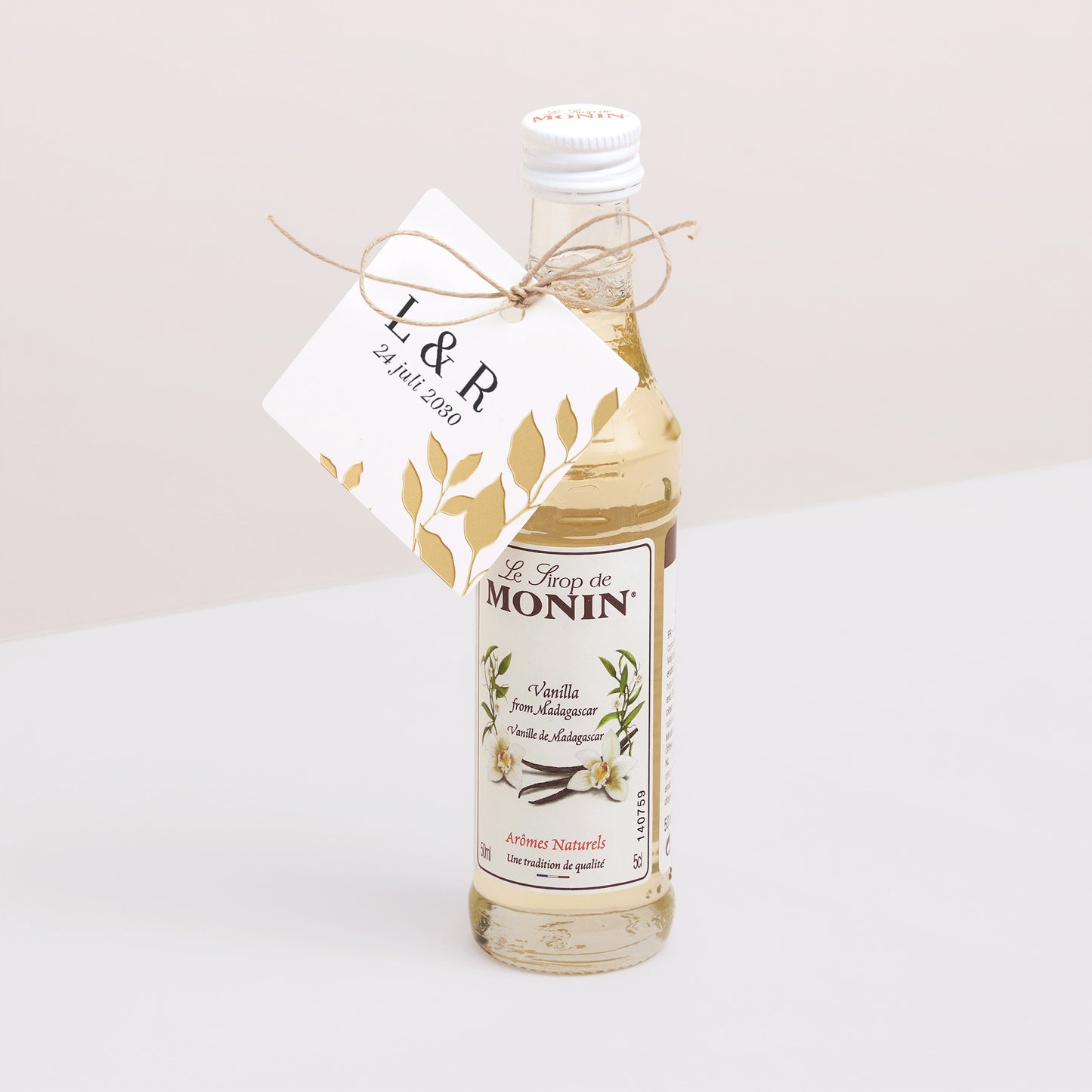 Cadeaulabel Huwelijk Vierkant gouden bladeren foto N° 3