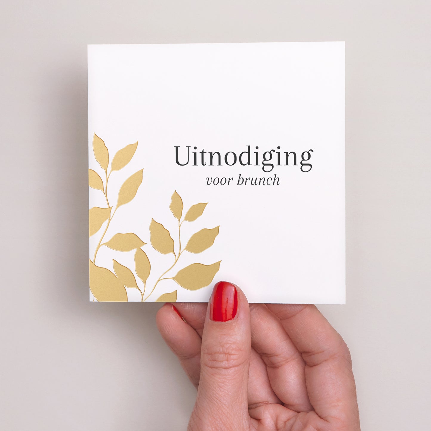 Uitnodigingen Huwelijk Vierkant gouden bladeren foto N° 2