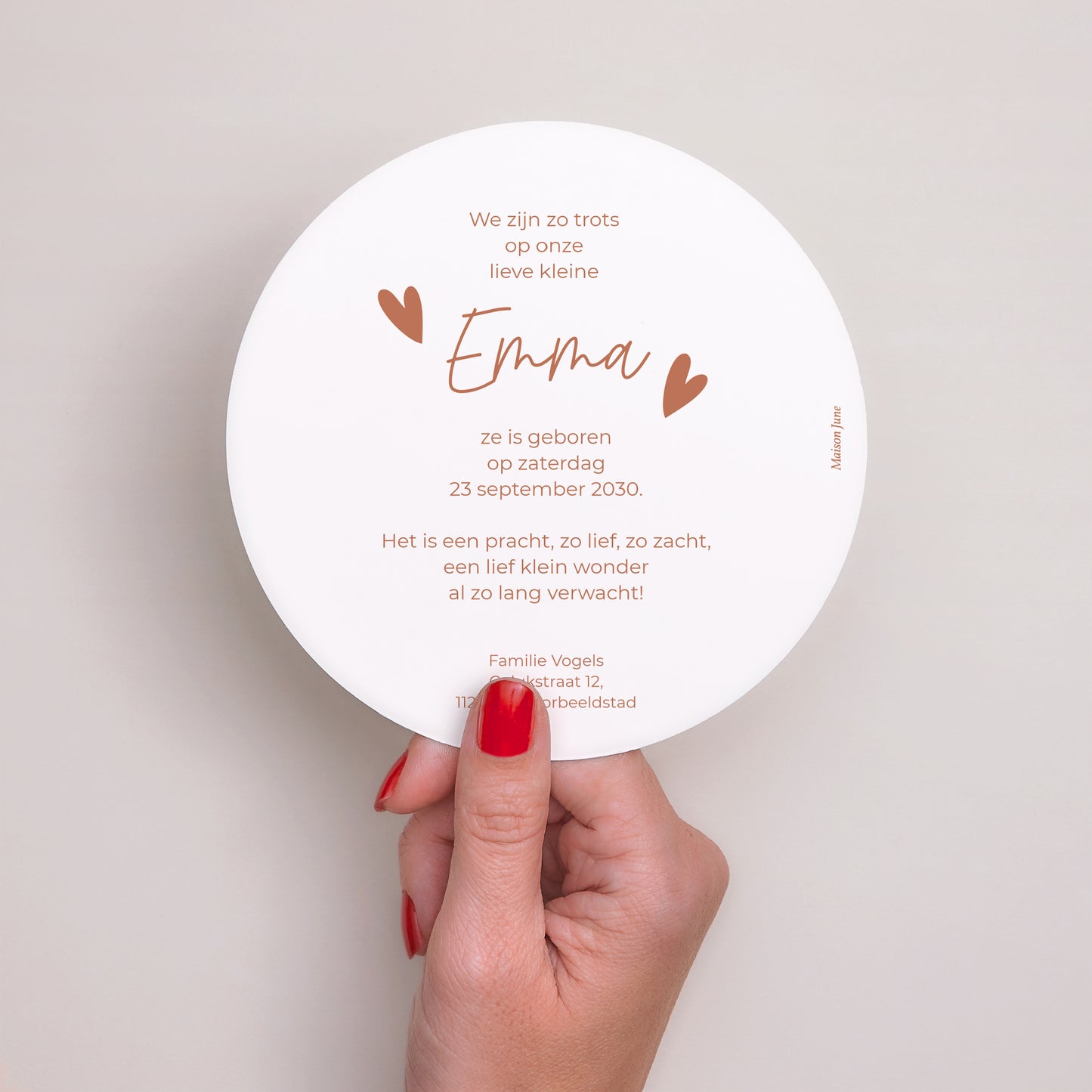 Uitnodigingskaart Geboorte Rond Joy foto N° 3