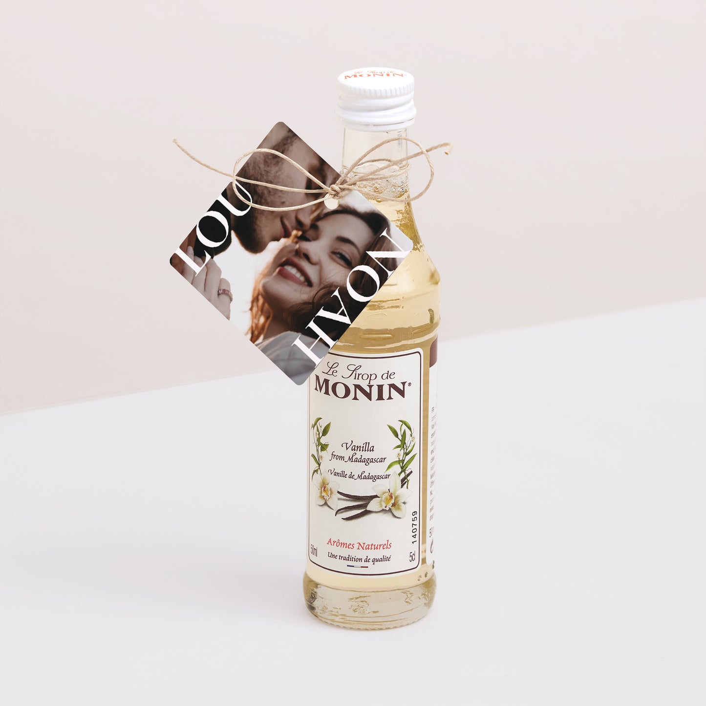 Cadeaulabel Huwelijk Vierkant Typo en beige foto N° 3