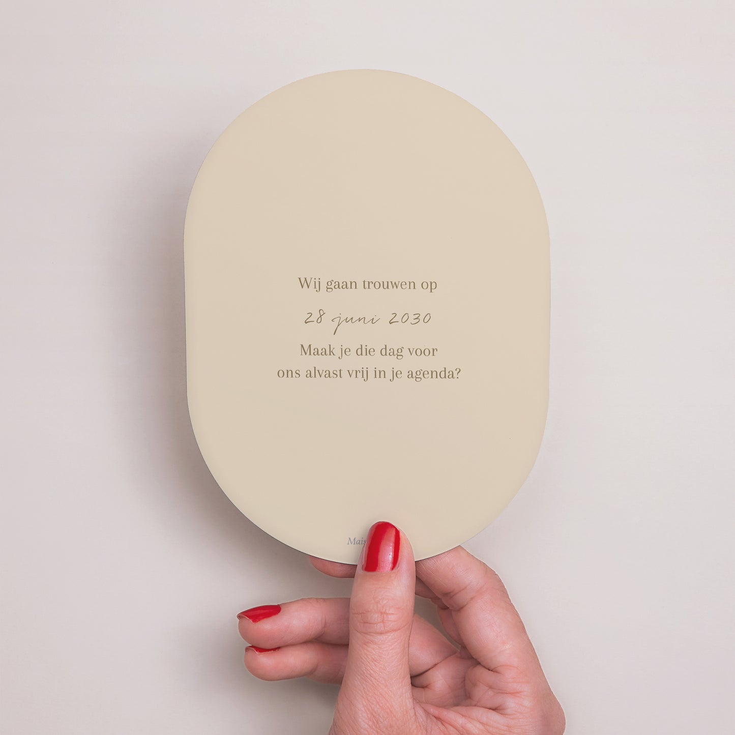 Save the date kaart Huwelijk Ovaal Elegante gypsophile foto N° 3