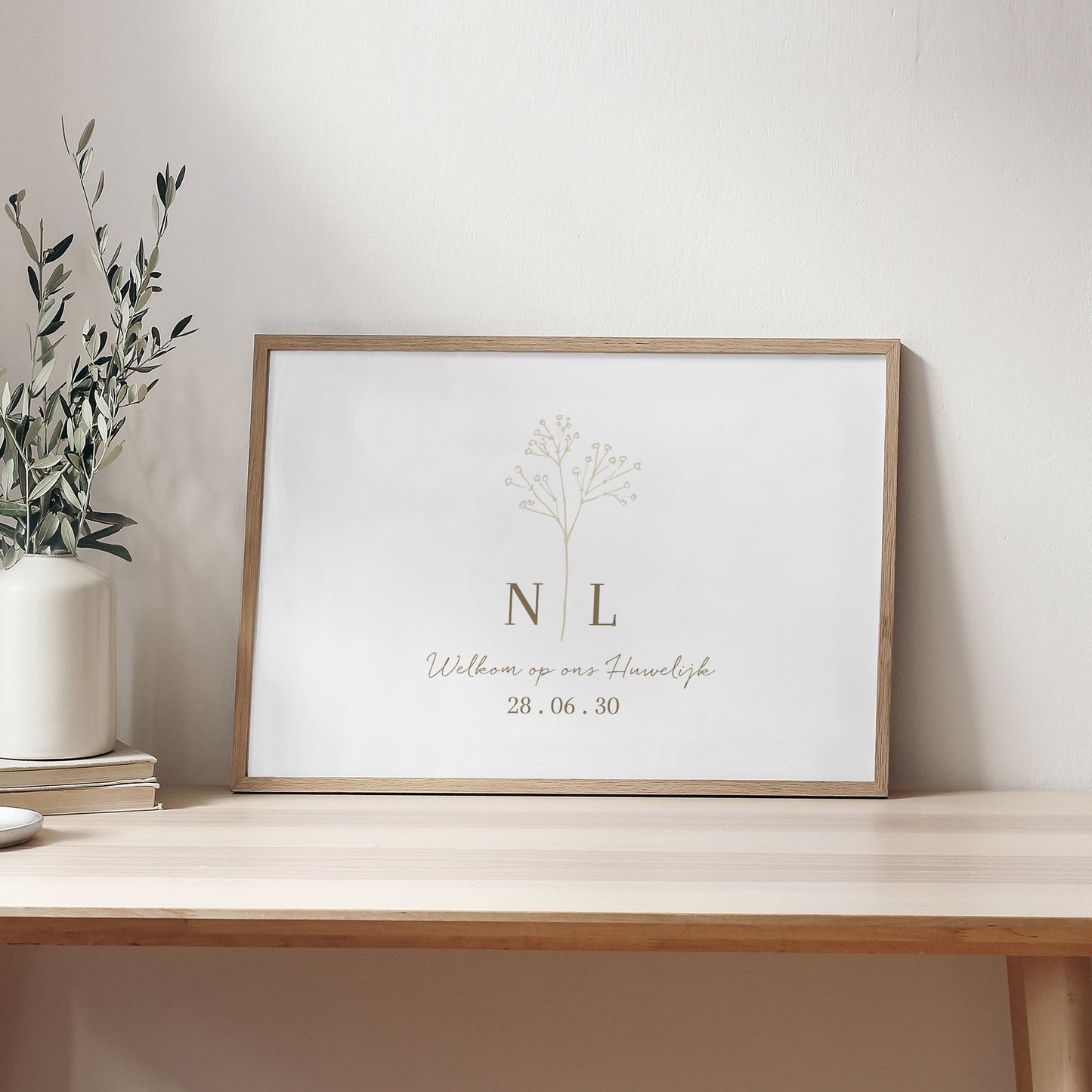 Welkomstbord Huwelijk Landschap 90 x 60 cm Elegante gypsophile foto N° 2