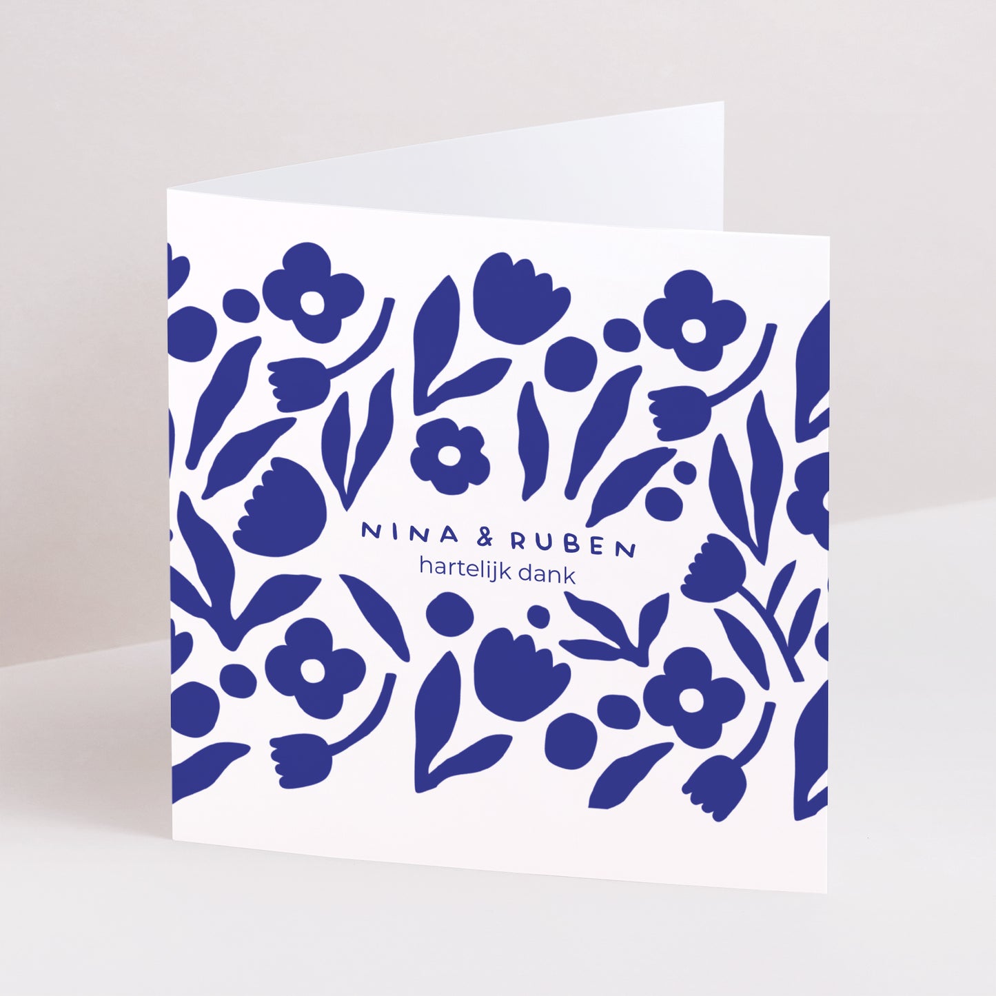 Bedankkaart Huwelijk Dubbel vierluik Majorelle blauw foto N° 1