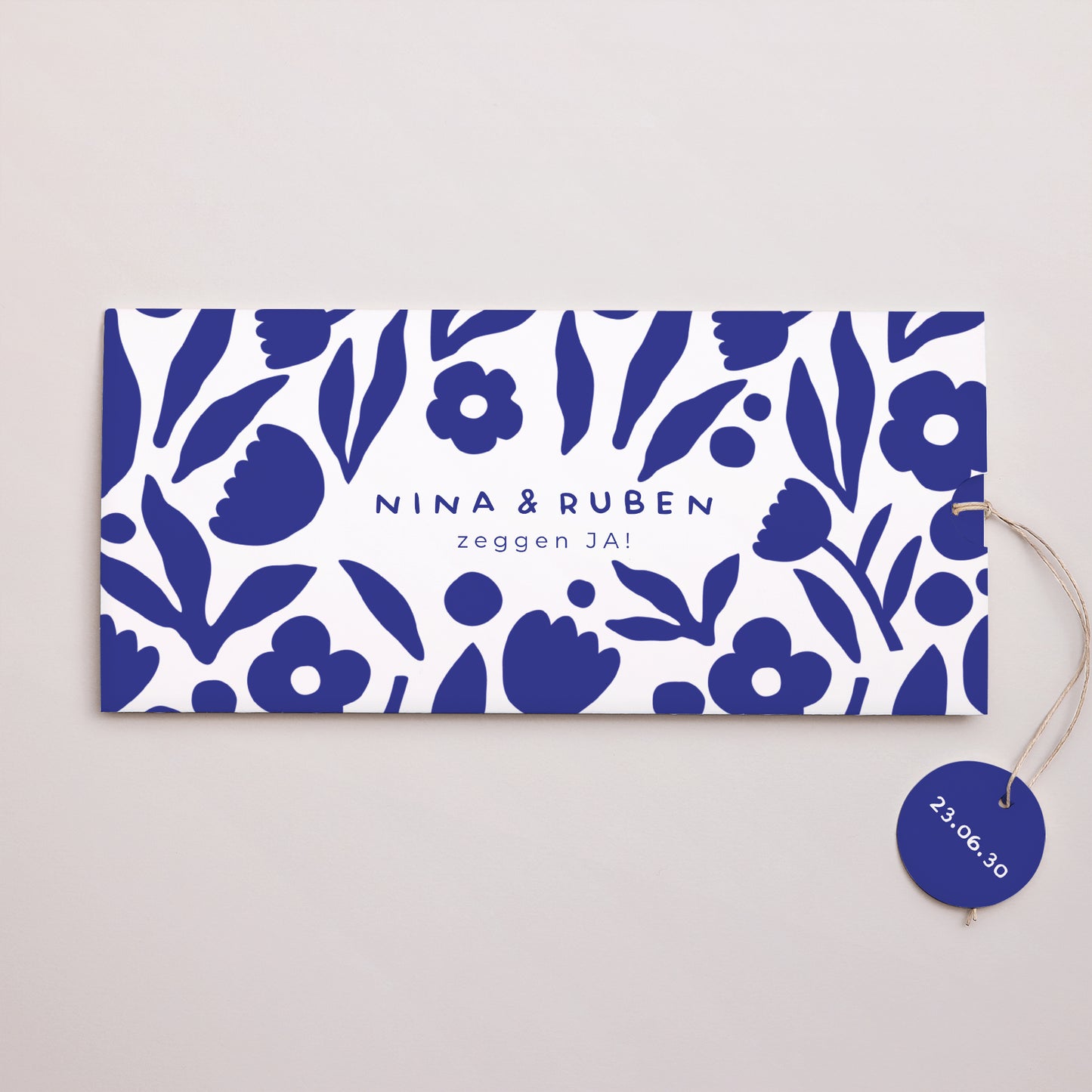 Uitnodigingskaart Huwelijk Mapje 2 kaarten, label Majorelle blauw foto N° 1