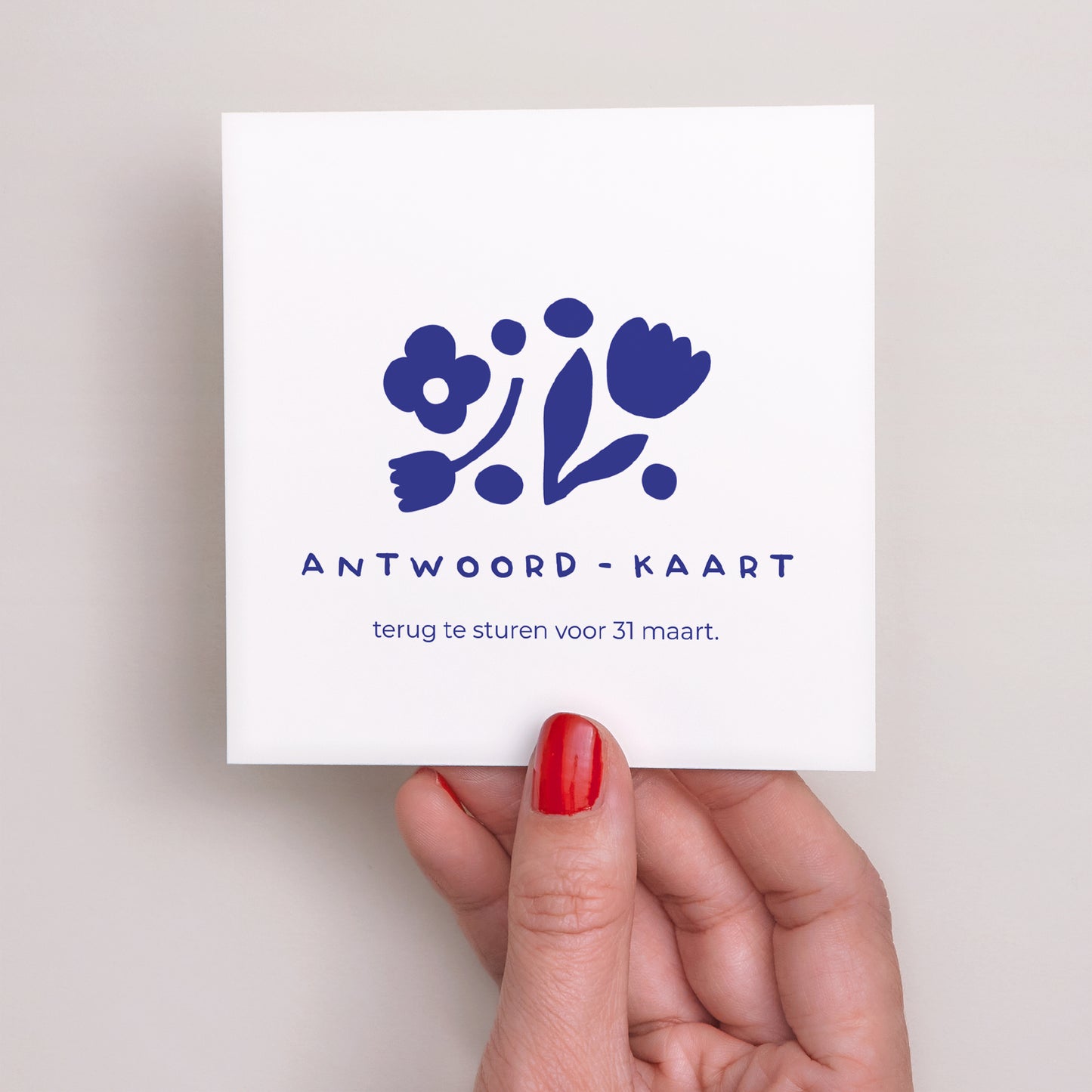 RSVP kaart Huwelijk Vierkant Majorelle blauw foto N° 2