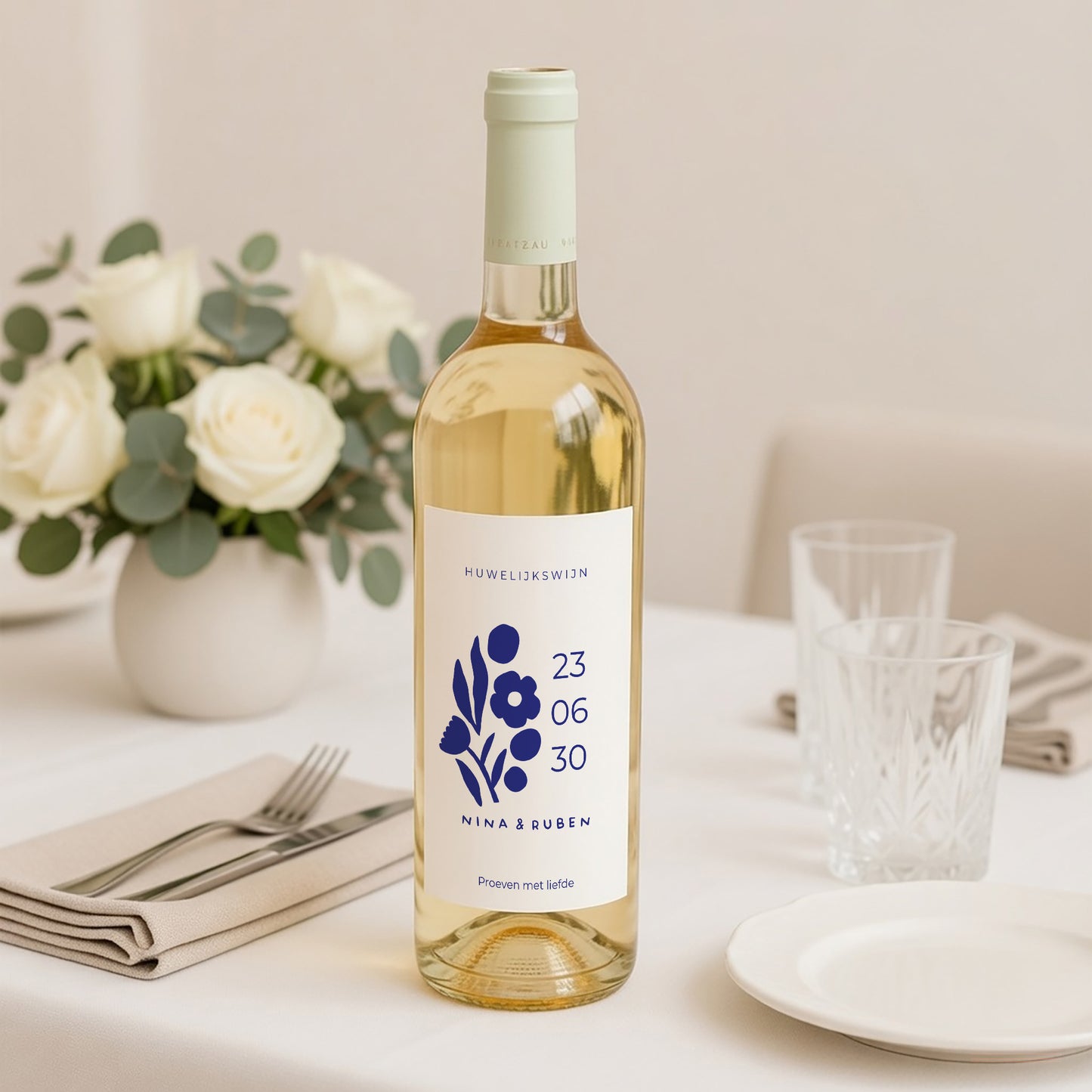 Flesetiket Huwelijk Portret Majorelle blauw foto N° 2