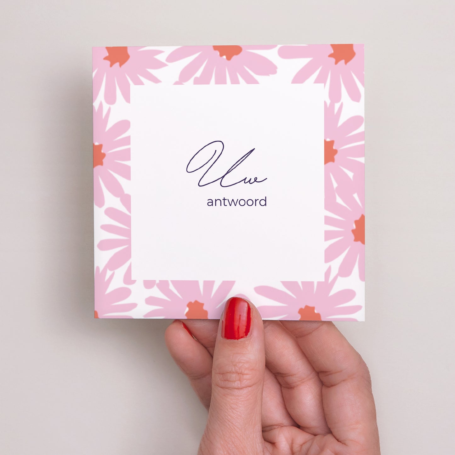 RSVP kaart Huwelijk Vierkant Bloemen pop III foto N° 2