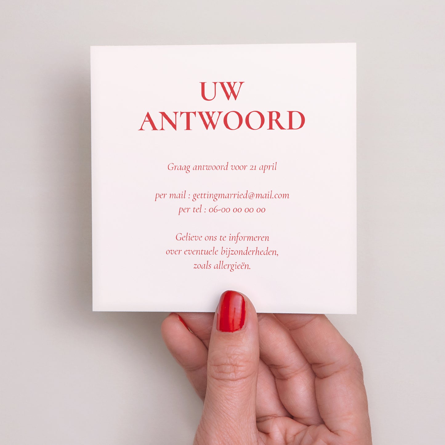 RSVP kaart Huwelijk Vierkant Wees onze gast! foto N° 3