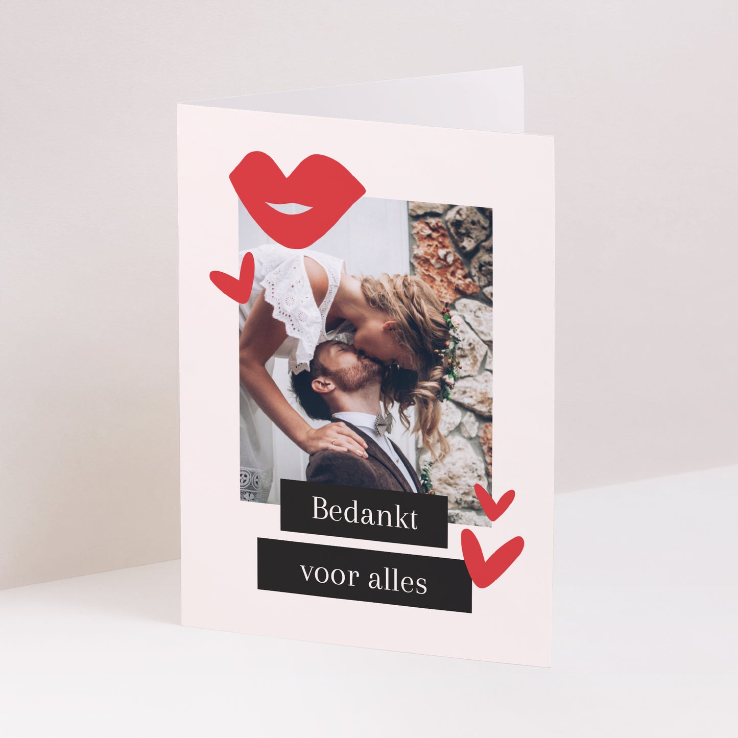 Bedankkaart Huwelijk Portret dubbele vouw foto N° 1