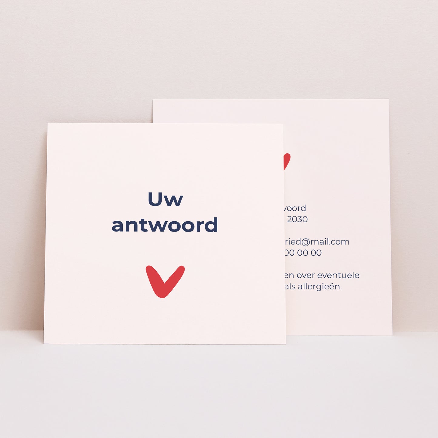 RSVP kaart Huwelijk Vierkant Que du Love foto N° 1