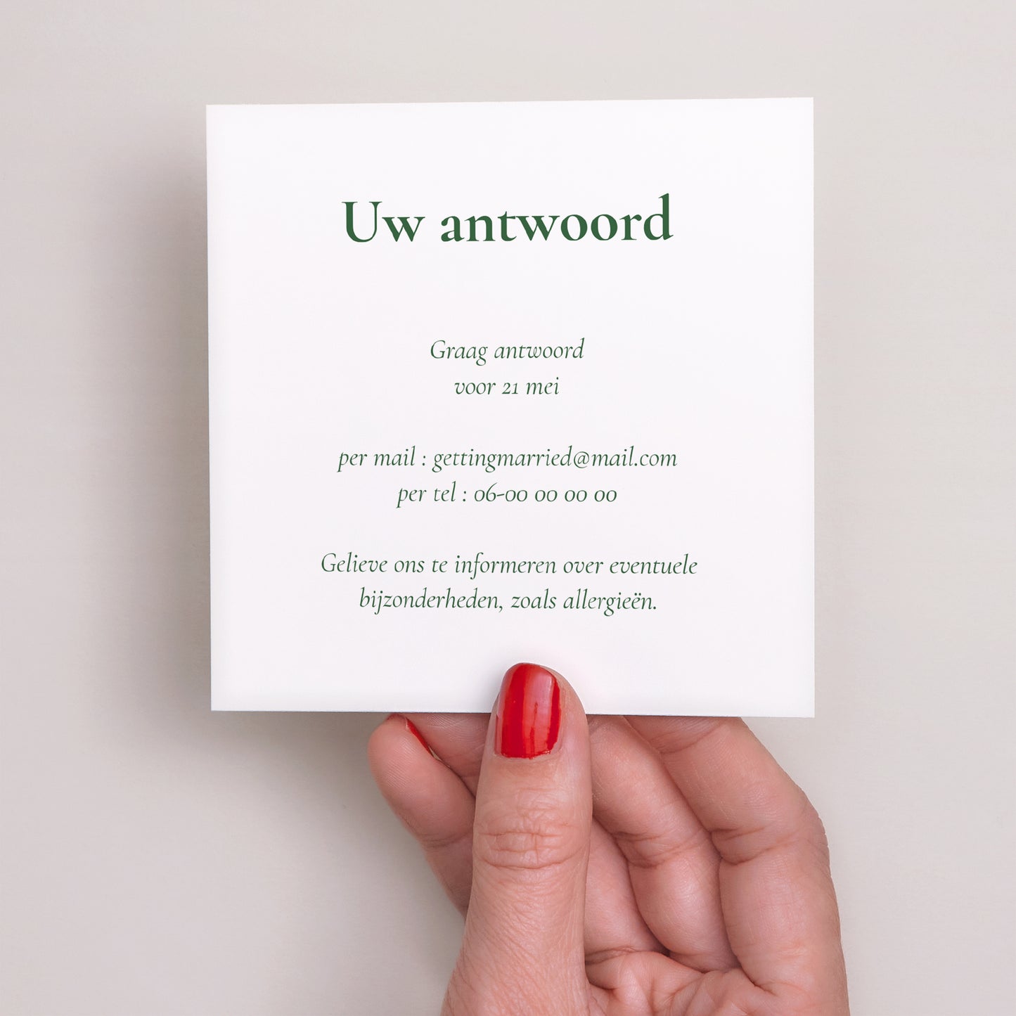 RSVP kaart Huwelijk Vierkant Plantenbak III foto N° 3