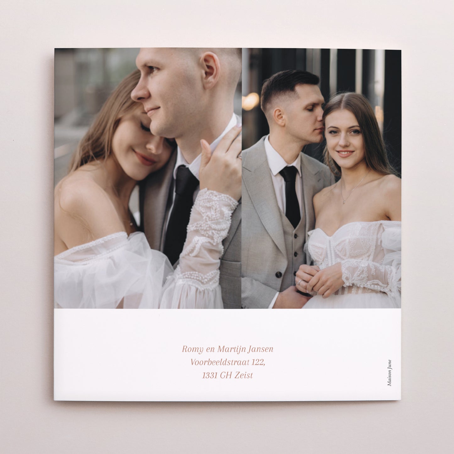 Bedankkaart Huwelijk Dubbel vierluik Eenvoudig foto N° 3