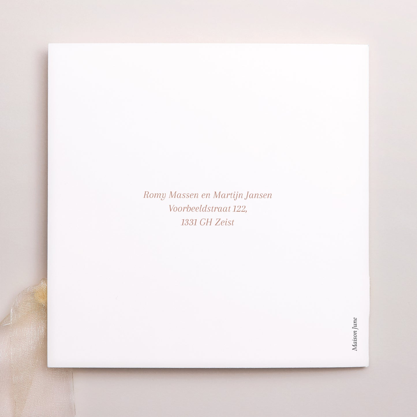 Uitnodigingskaart Huwelijk Vierkante tas, 3 kaarten, label Eenvoudig foto N° 4