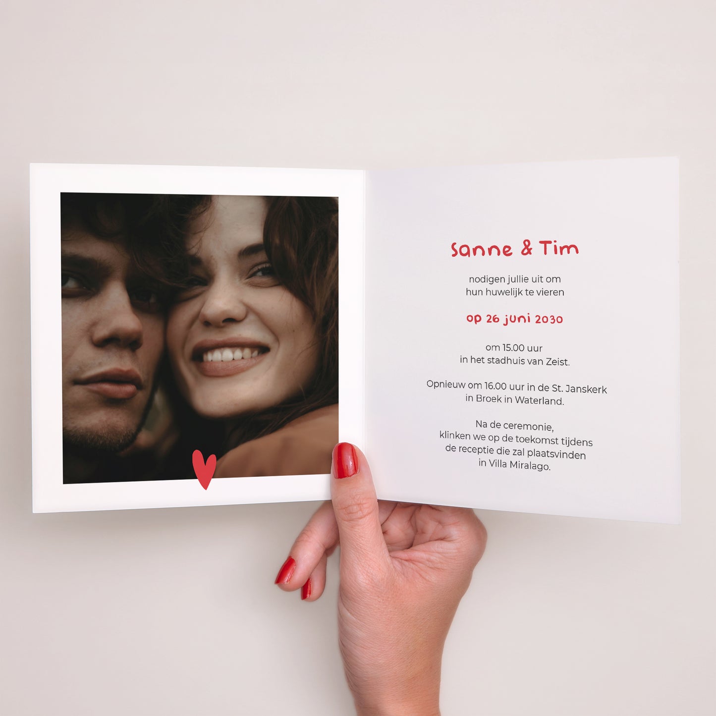 Uitnodigingskaart Huwelijk Dubbele vierkante vouw Amor Amor foto N° 2