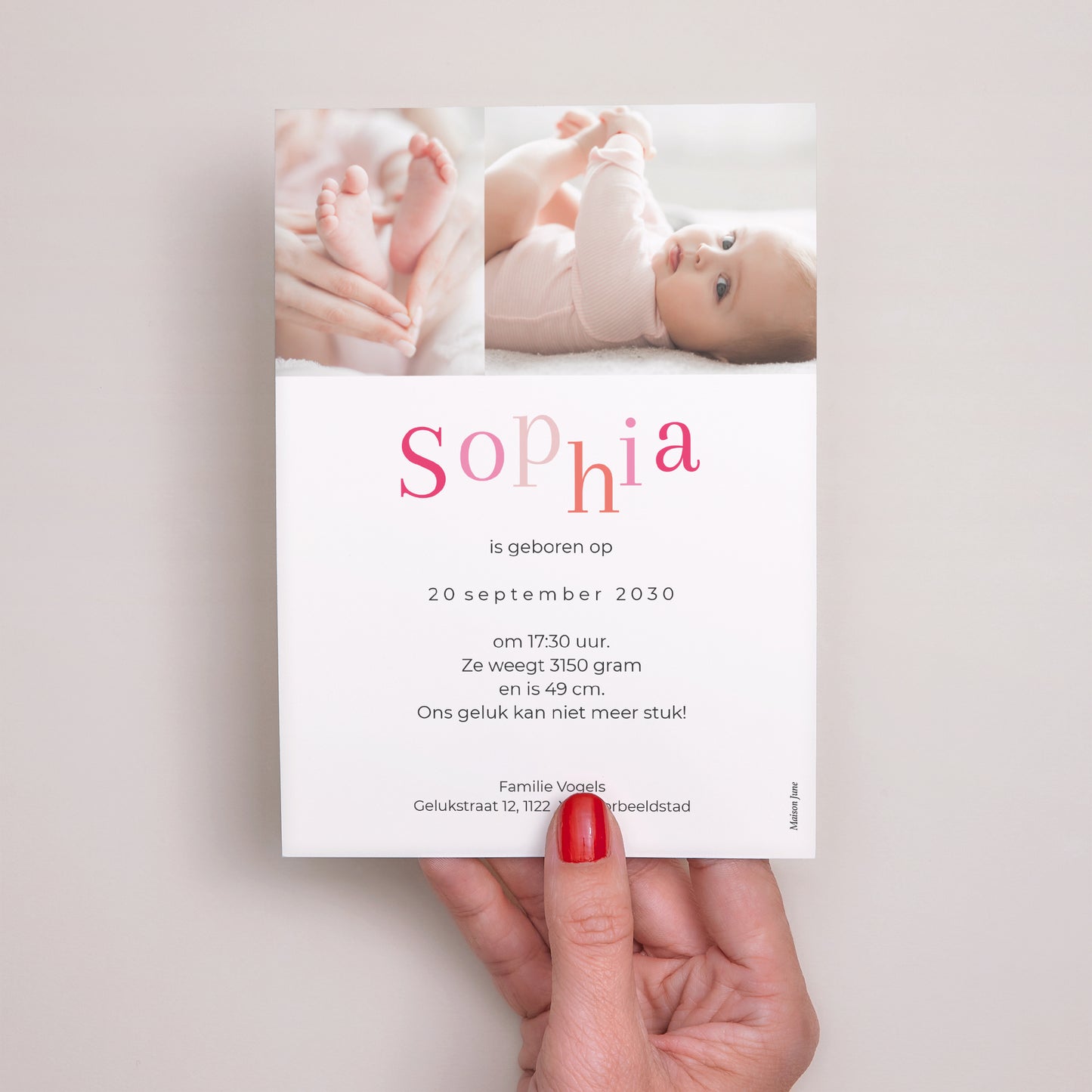 Uitnodigingskaart Geboorte foto N° 3