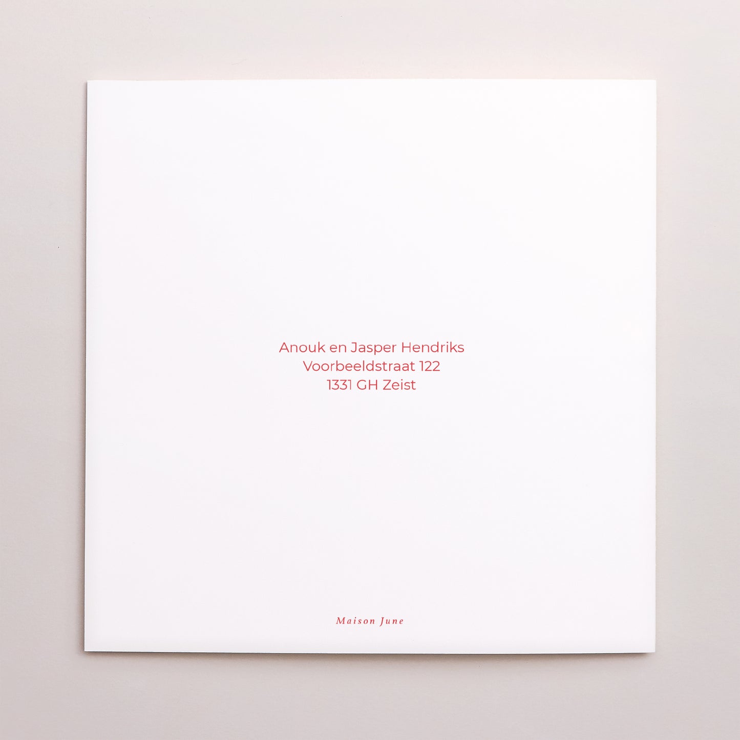 Bedankkaart Huwelijk Dubbele vierkante vouw Rood & Crème II foto N° 3