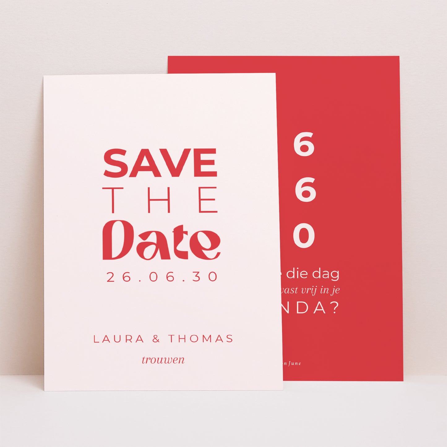 Save the date kaart Huwelijk Portret ja hart. foto N° 1
