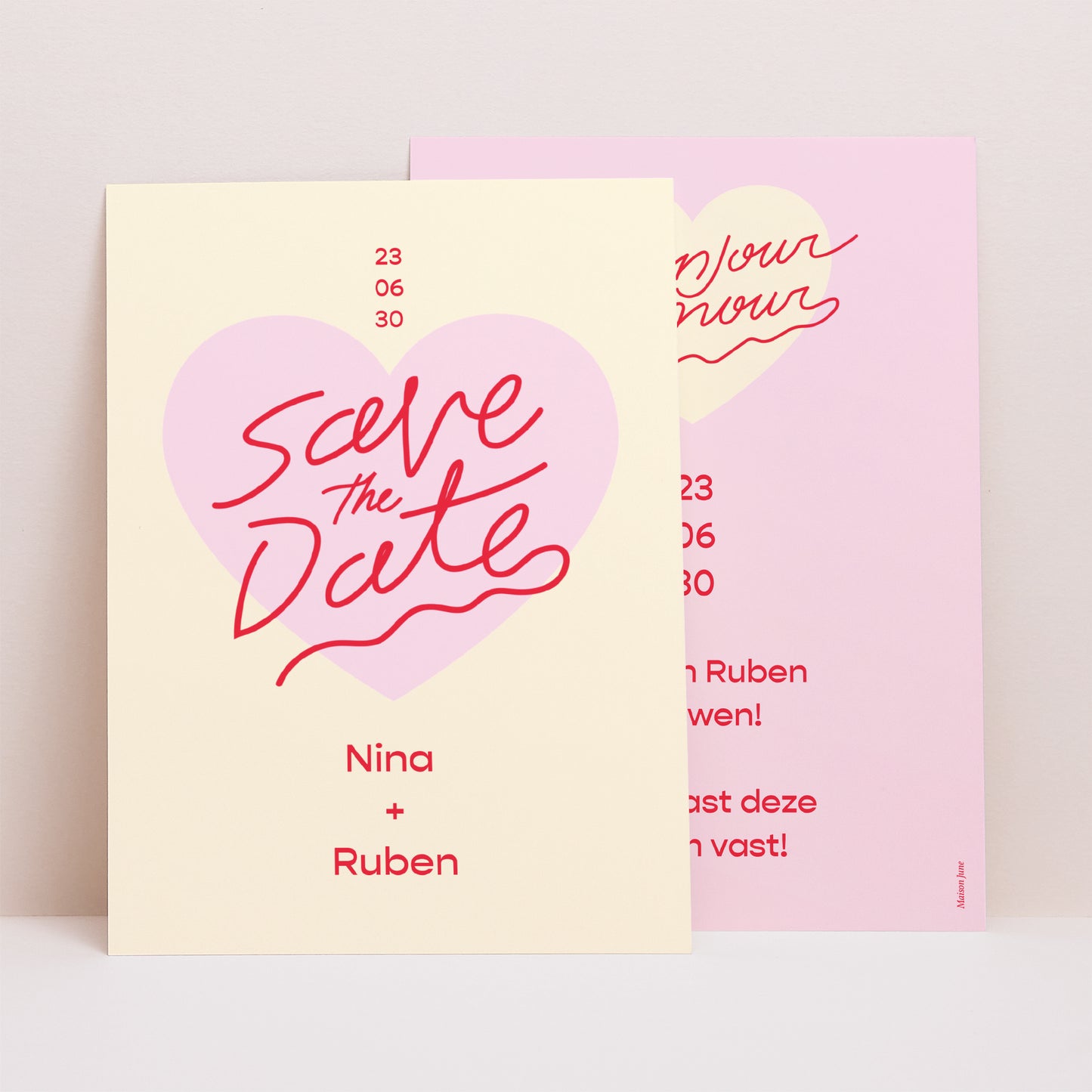 Save the date kaart Huwelijk Portret Goedemorgen liefde vanille foto N° 1