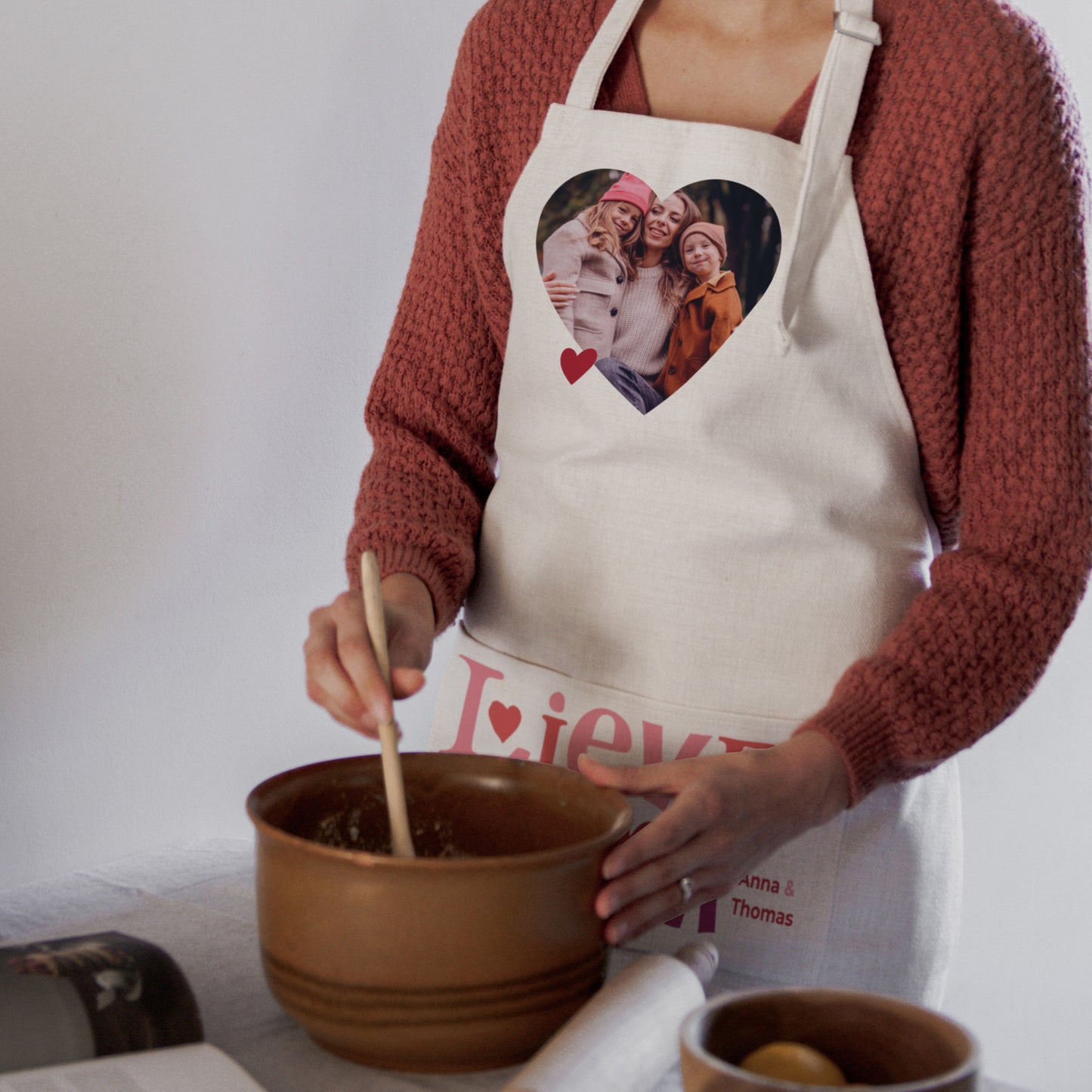 Schort Objecten Natuurlijk beige Lieve mama V foto N° 3