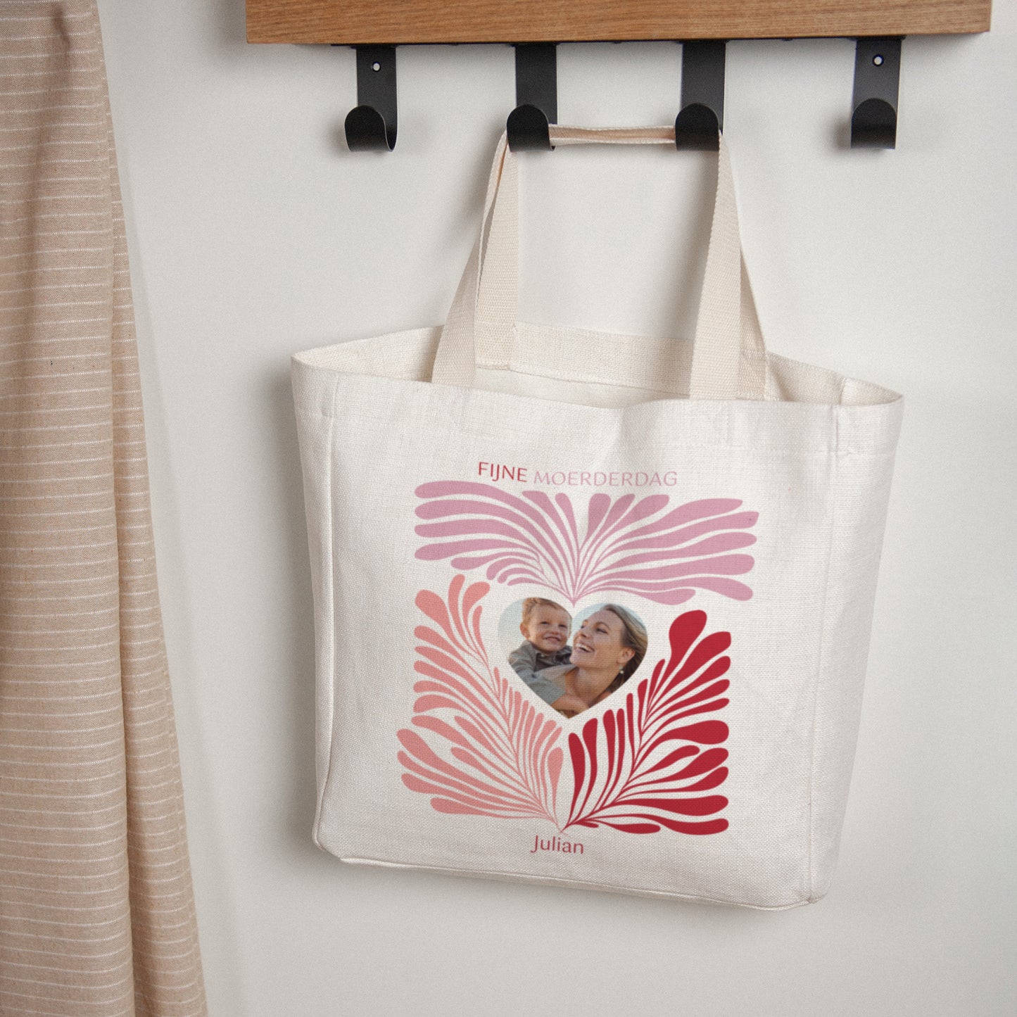 Tote Bag Objecten Handgreep van canvas Roze bladeren foto N° 1