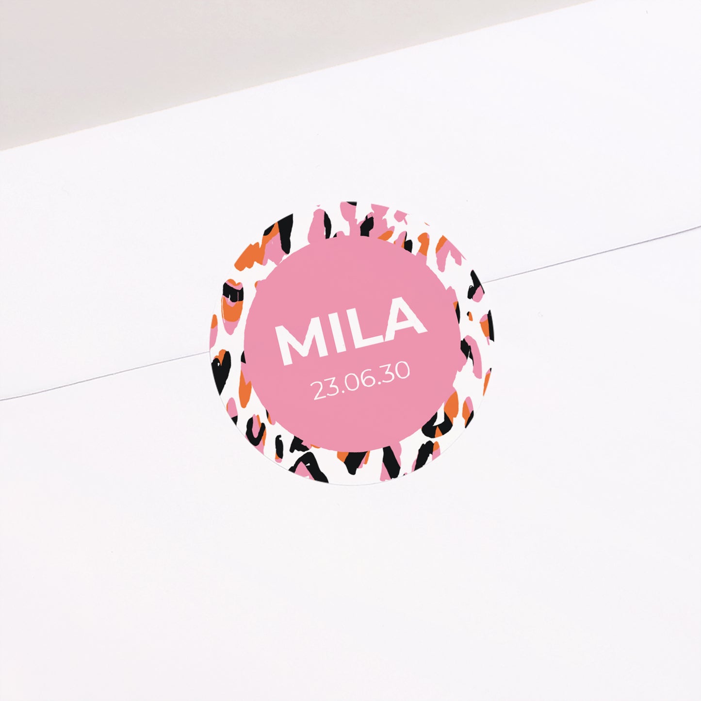 Sticker Geboorte Cirkel Funky luipaard foto N° 1