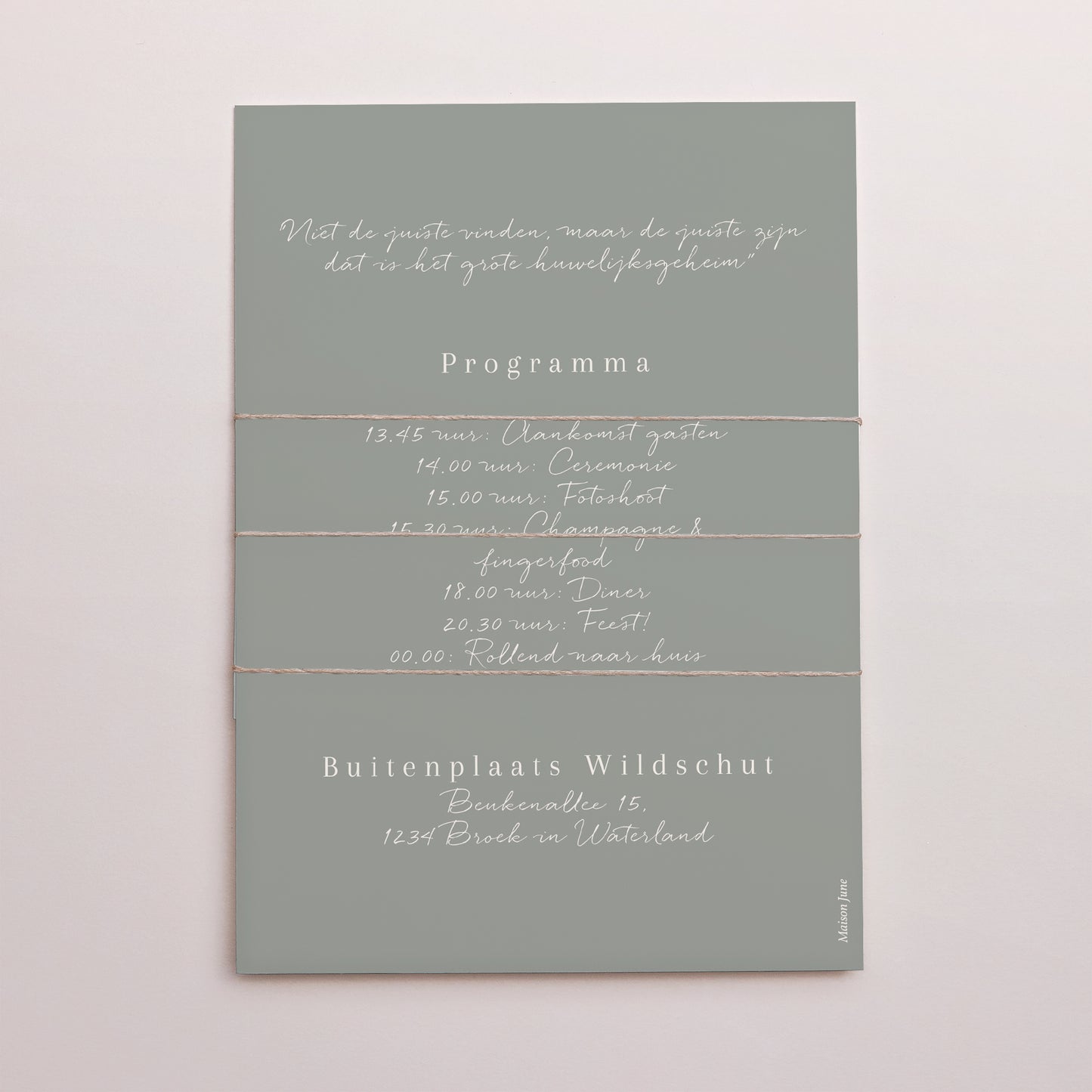 Uitnodigingskaart Huwelijk 3 kaarten, lint Zachte romantiek foto N° 4