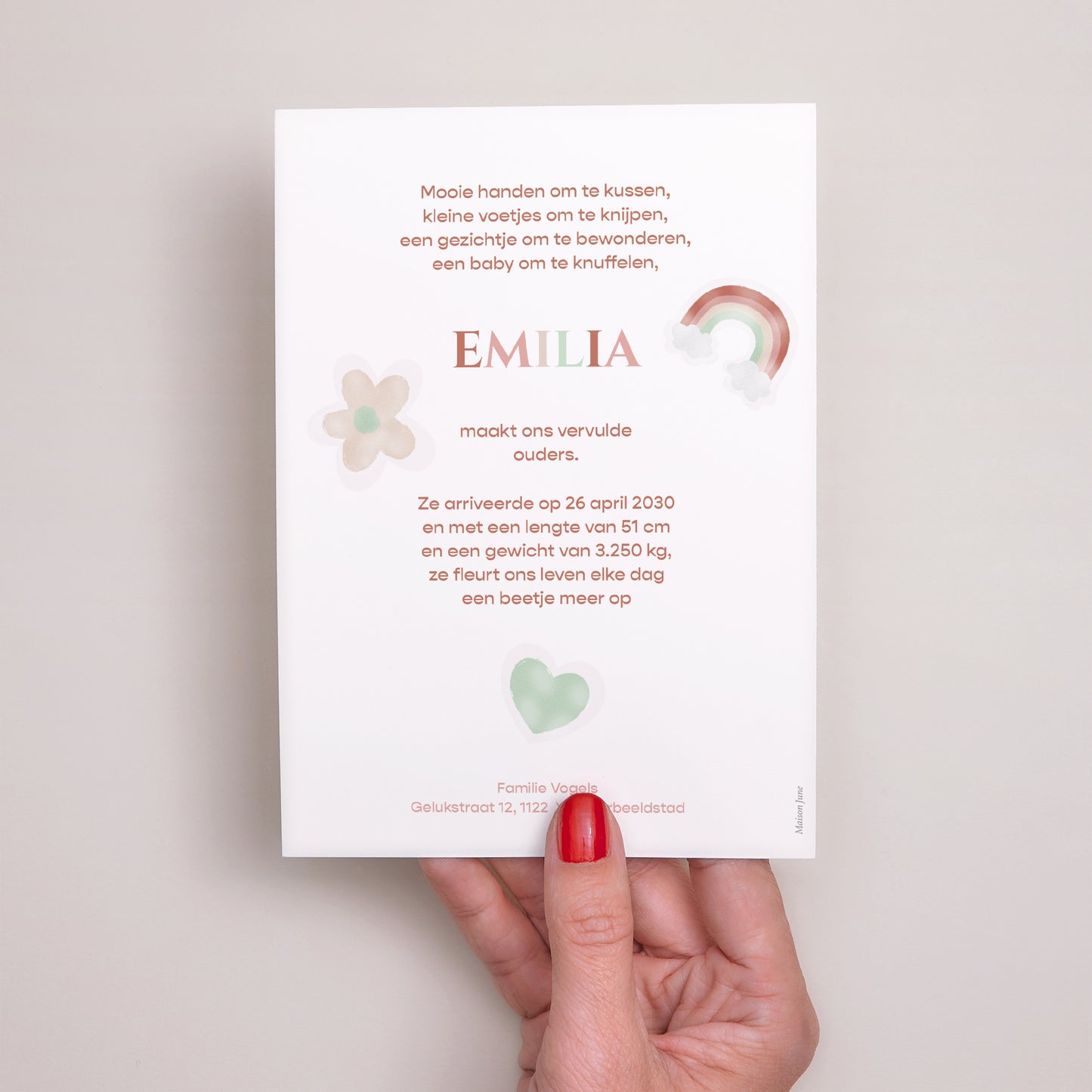 Uitnodigingskaart Geboorte Zachte Pasteltinten foto N° 3