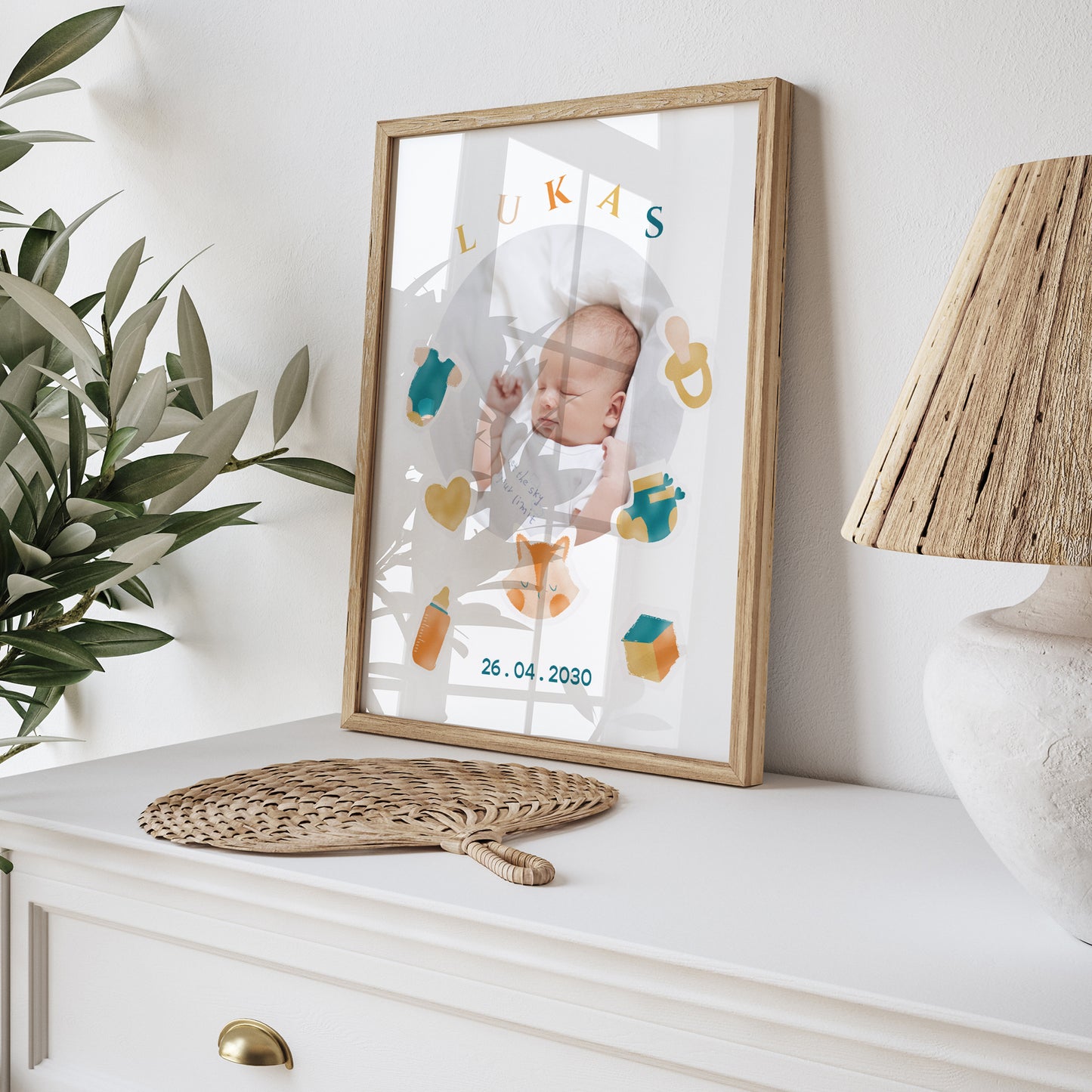 Poster Geboorte Portret Zacht Pastel II foto N° 5