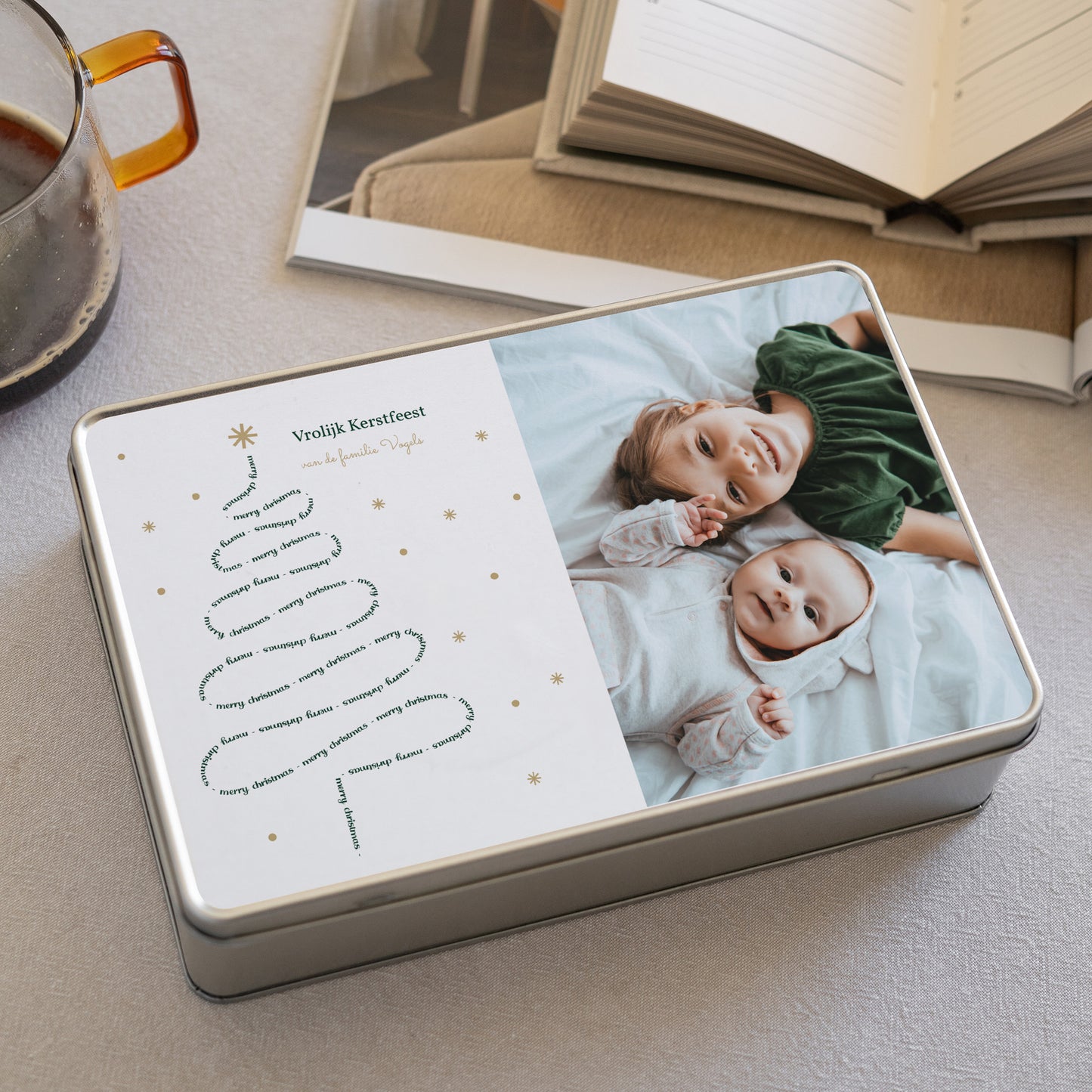 Metalen doos Eindejaar Rechthoek Vrolijk kerstfeest II foto N° 2