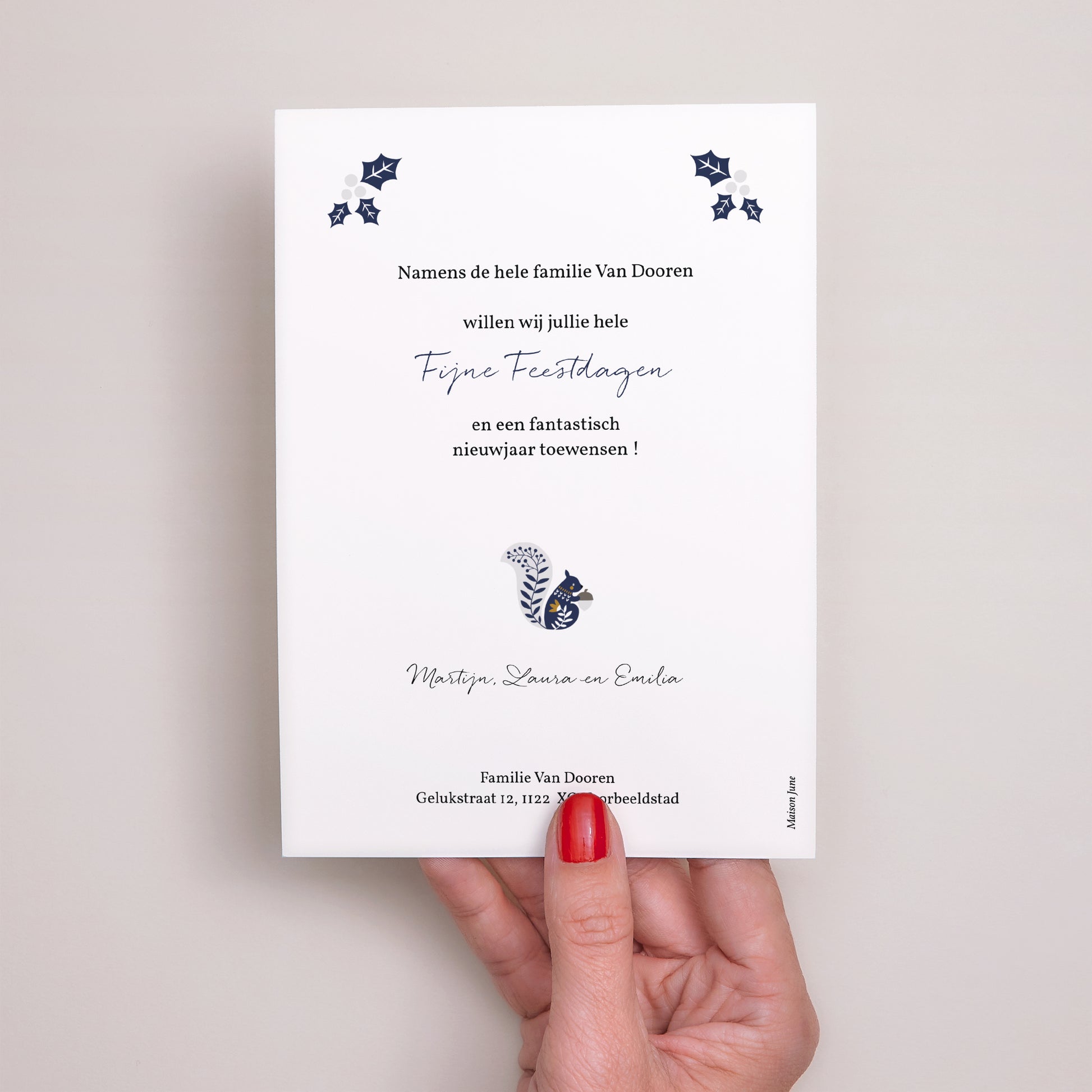 Kerstkaart Eindejaar Ho ho ho blauw foto N° 3