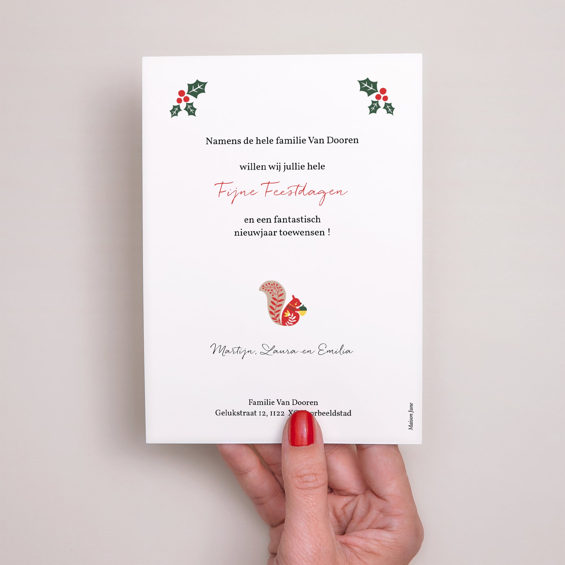 Kerstkaart Eindejaar Ho ho ho rood foto N° 3